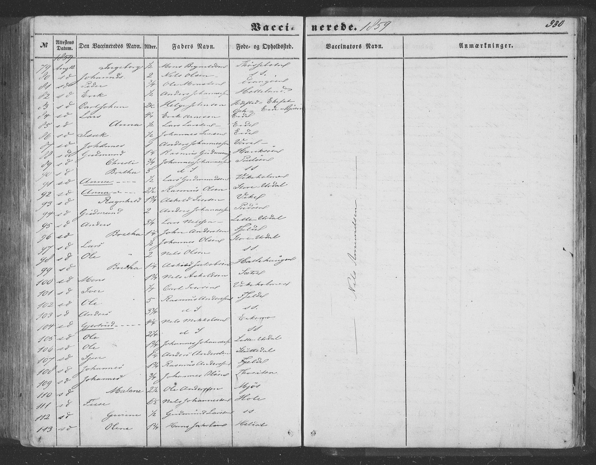 Hosanger sokneprestembete, AV/SAB-A-75801/H/Haa: Parish register (official) no. A 8, 1849-1863, p. 330