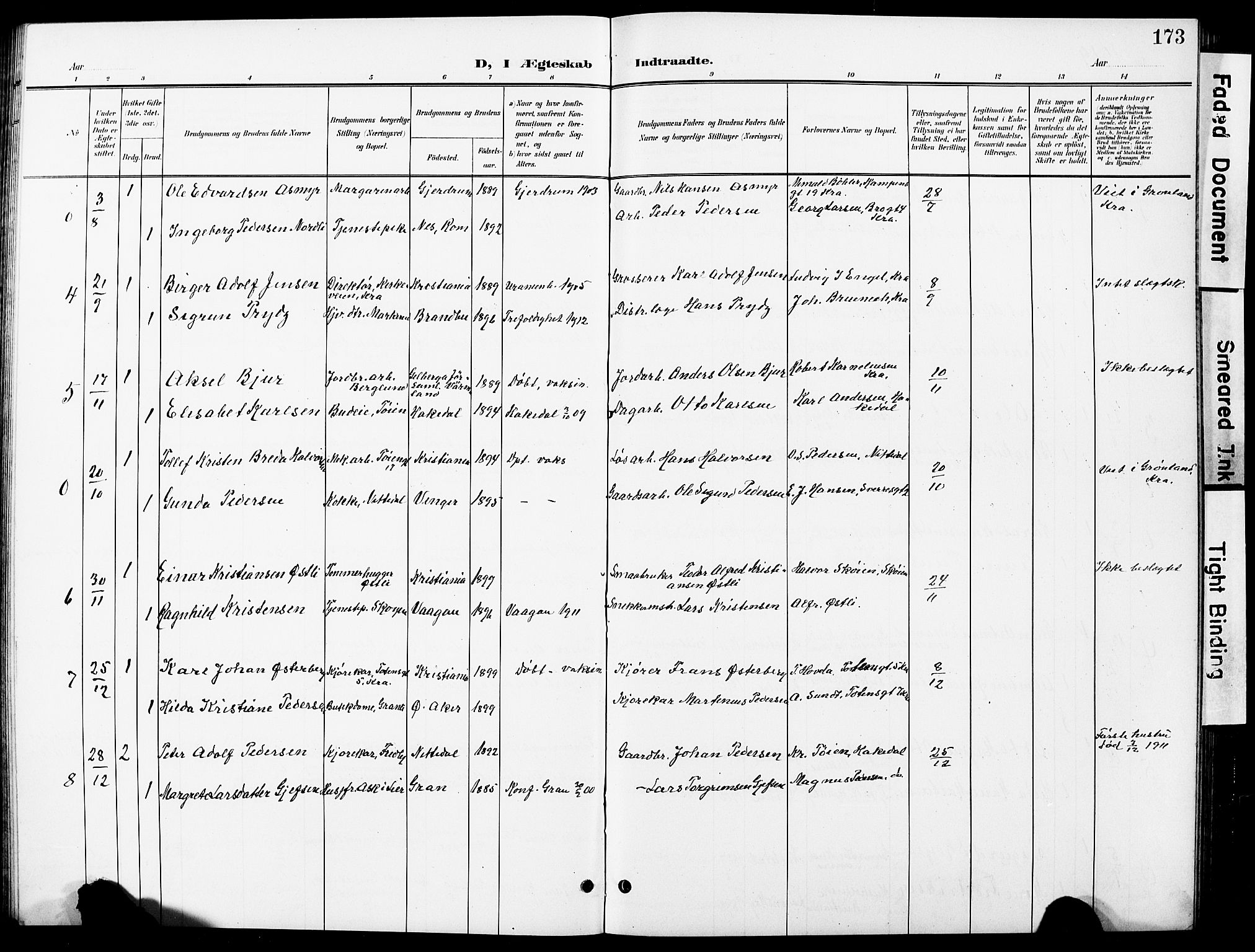 Nittedal prestekontor Kirkebøker, SAO/A-10365a/G/Ga/L0003: Parish register (copy) no. I 3, 1902-1929, p. 173