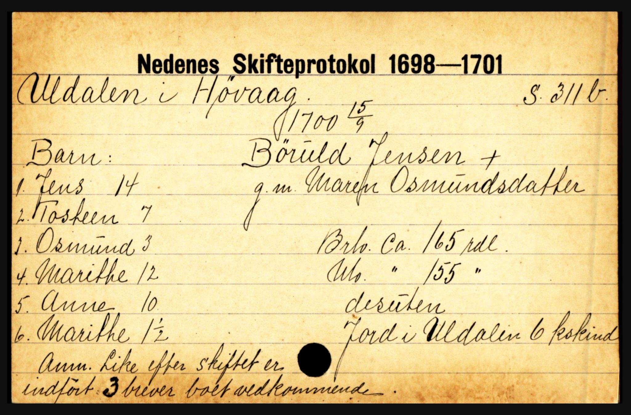 Nedenes sorenskriveri før 1824, AV/SAK-1221-0007/H, p. 32035