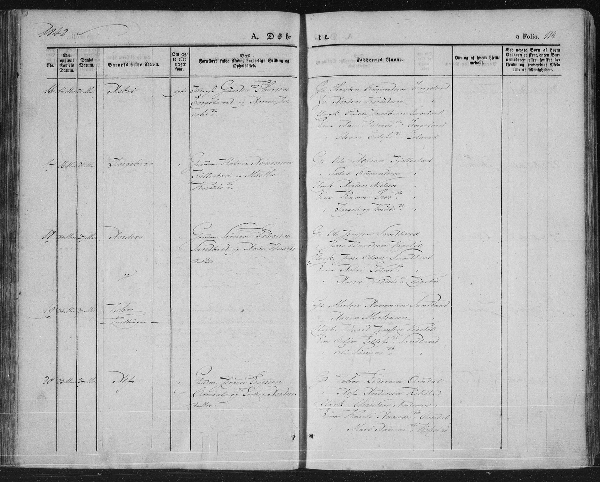 Vennesla sokneprestkontor, AV/SAK-1111-0045/Fa/Fac/L0004: Parish register (official) no. A 4, 1834-1855, p. 114