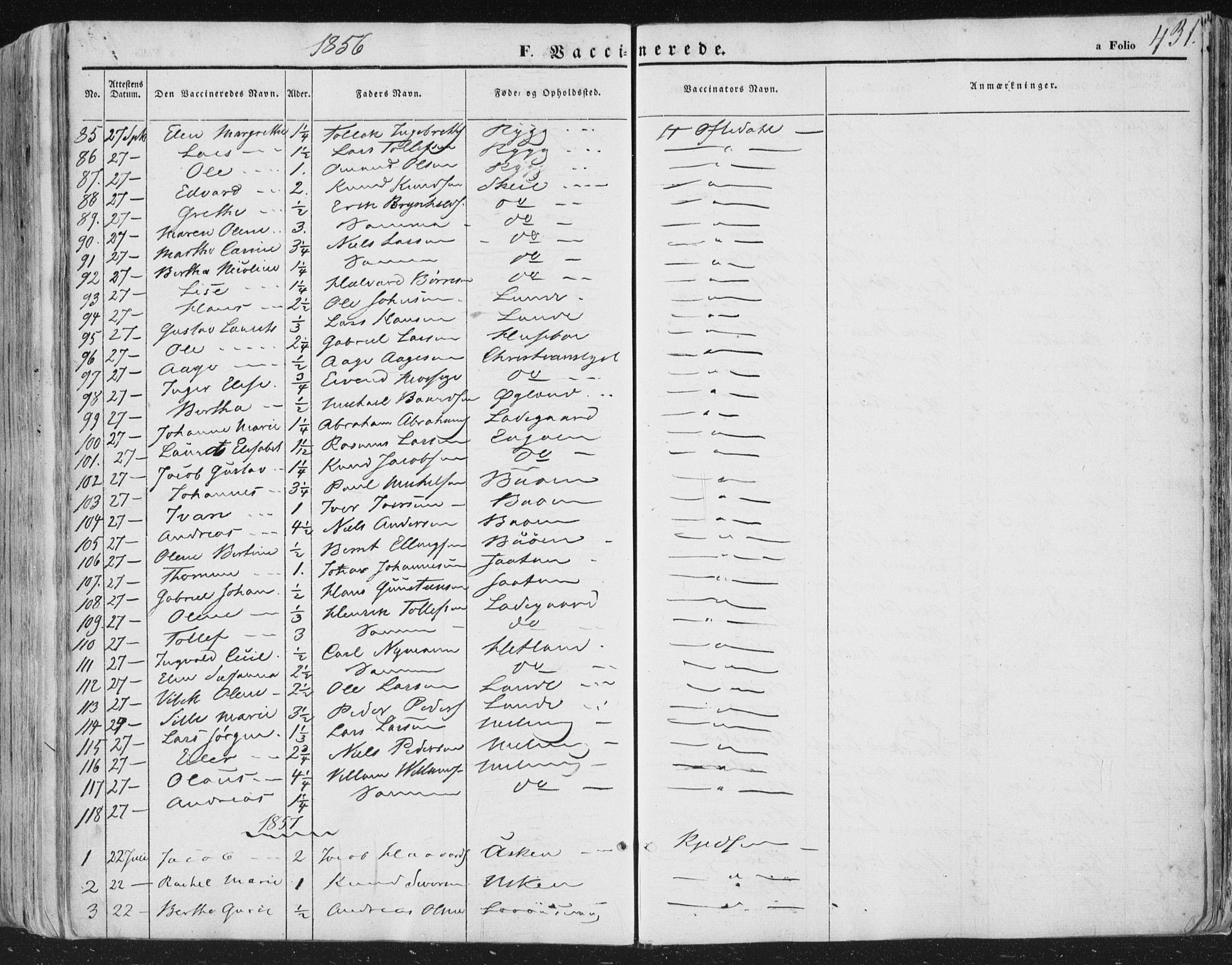 Hetland sokneprestkontor, AV/SAST-A-101826/30/30BA/L0002: Parish register (official) no. A 2, 1849-1869, p. 431