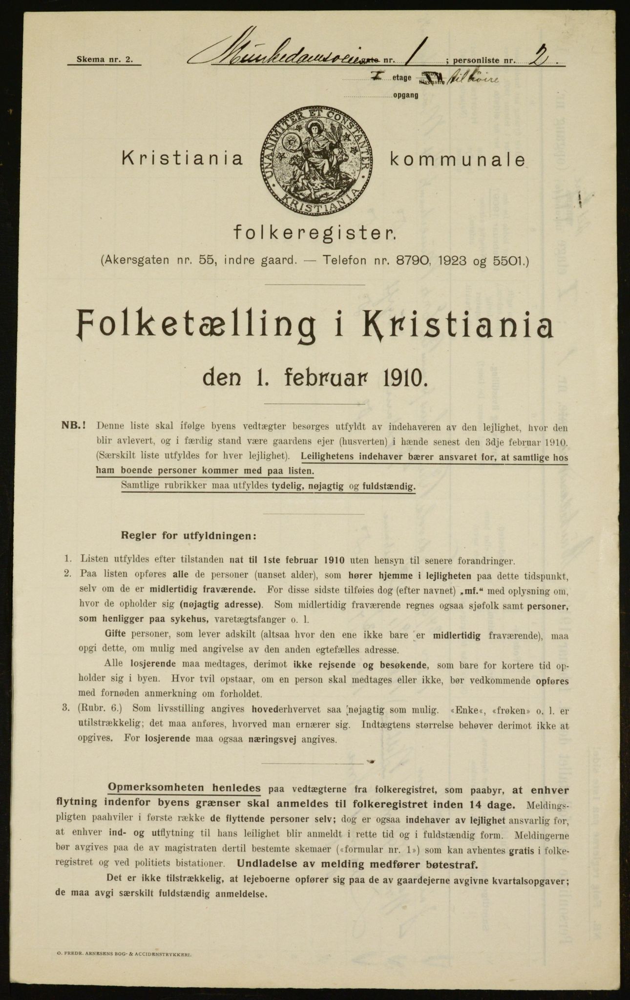 OBA, Municipal Census 1910 for Kristiania, 1910, p. 64507