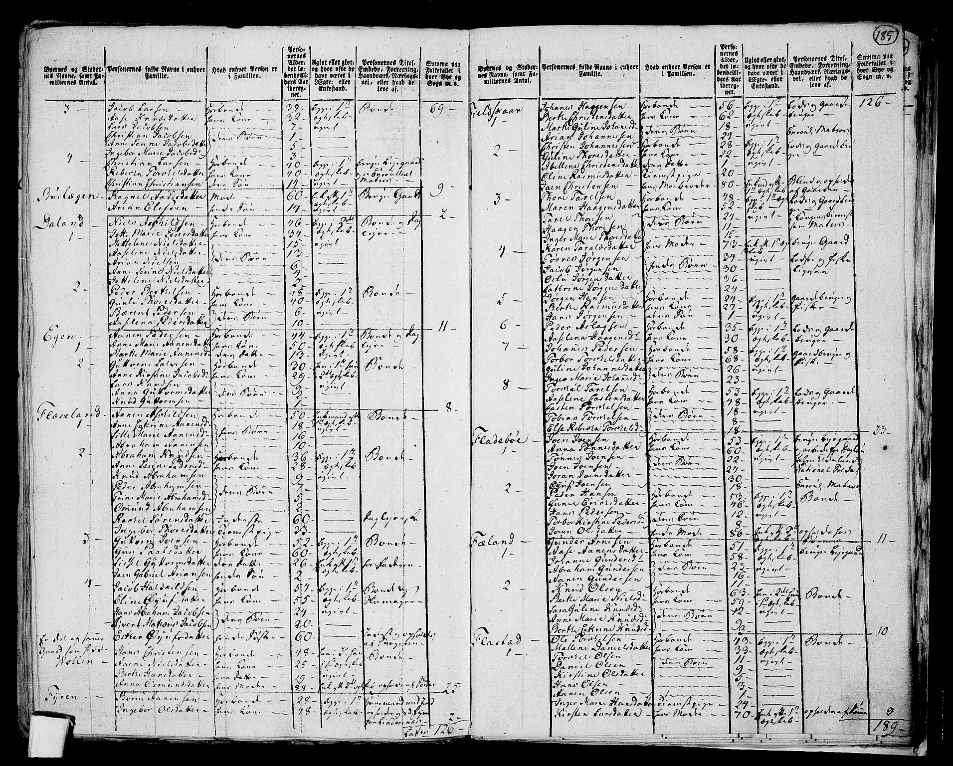 RA, 1801 census for 1029P Audnedal, 1801, p. 184b-185a