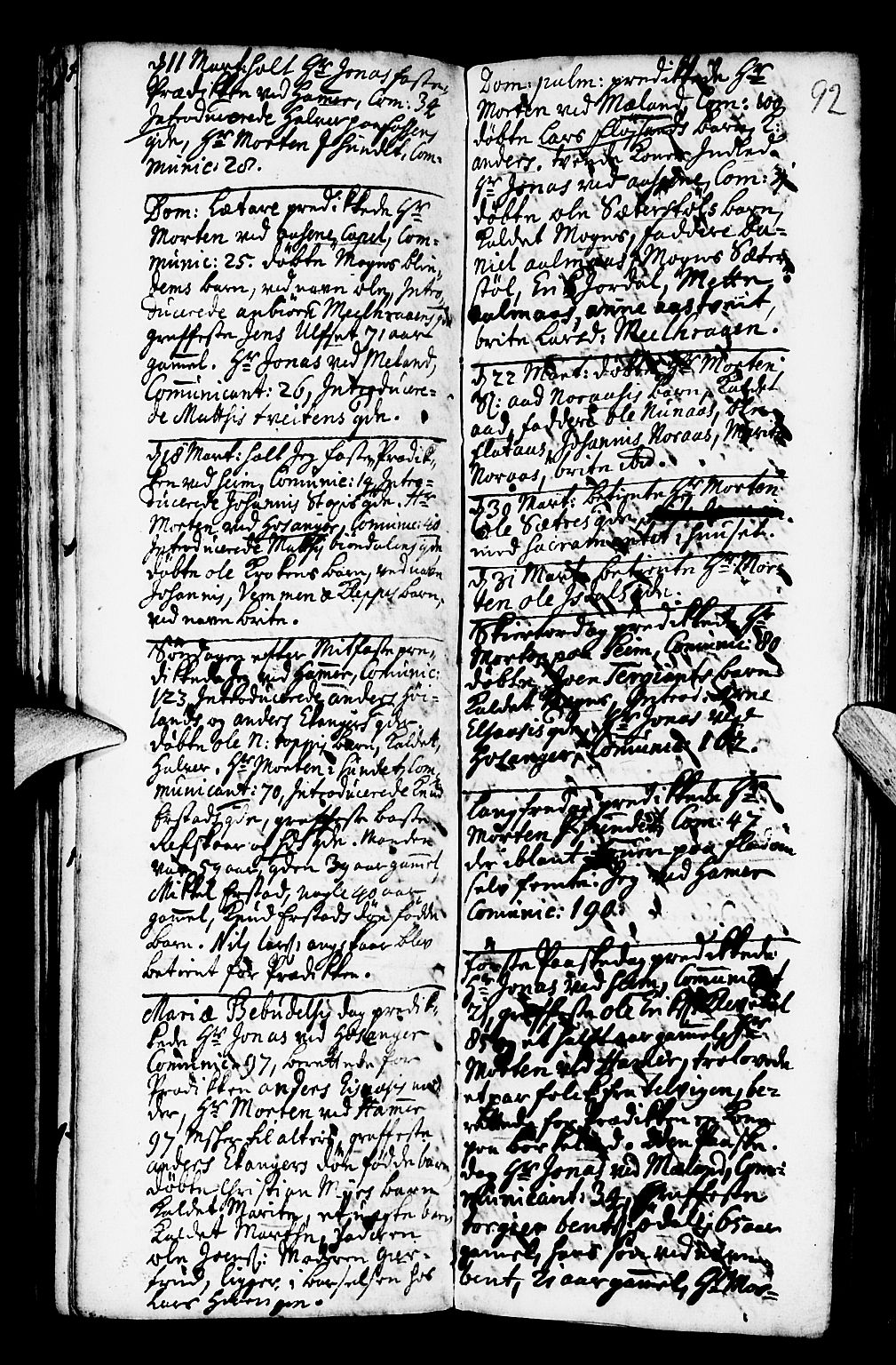 Hamre sokneprestembete, AV/SAB-A-75501/H/Ha/Haa/Haaa/L0004: Parish register (official) no. A 4, 1727-1733, p. 92