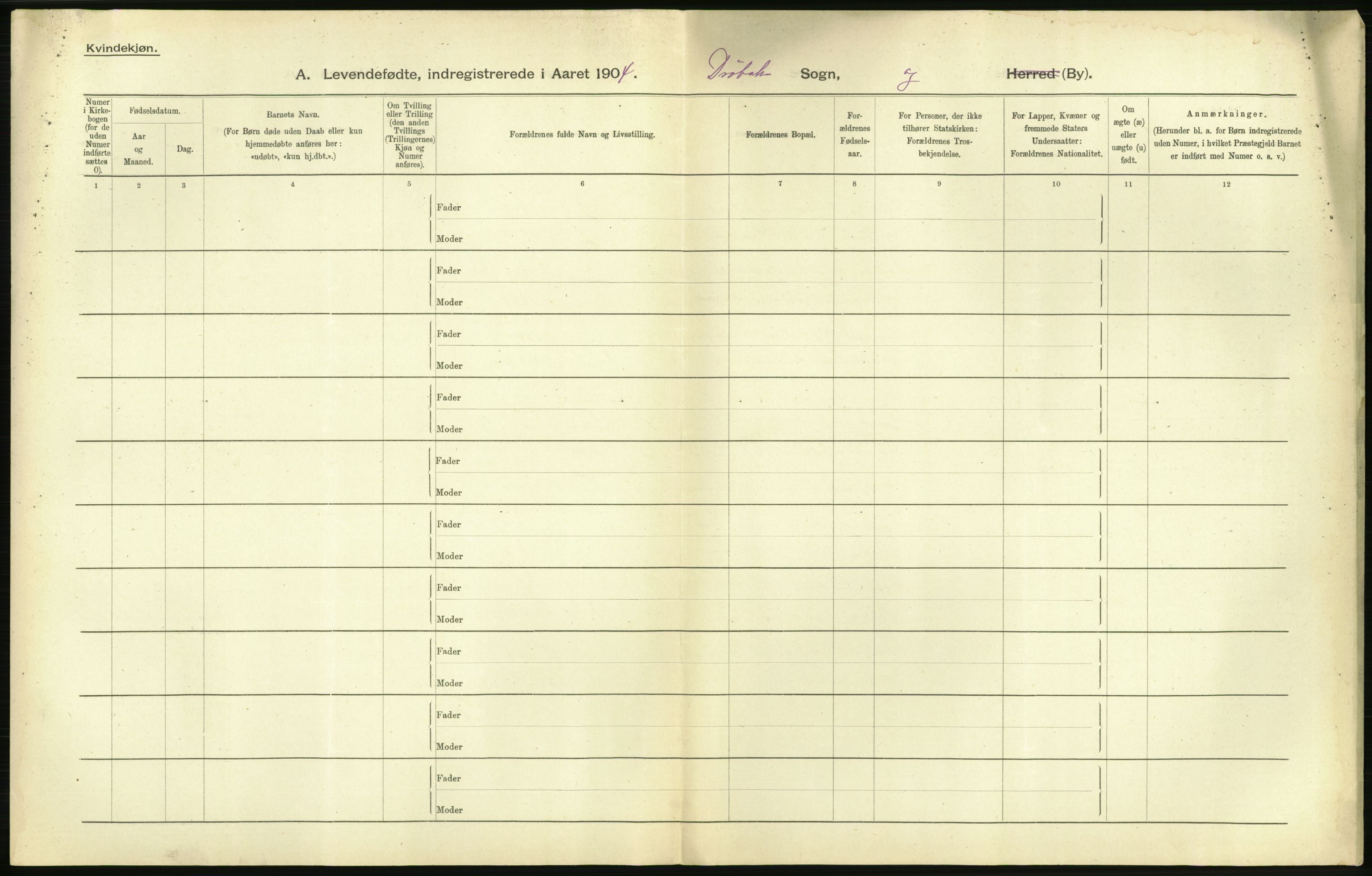 Statistisk sentralbyrå, Sosiodemografiske emner, Befolkning, AV/RA-S-2228/D/Df/Dfa/Dfab/L0002: Akershus amt: Fødte, gifte, døde, 1904, p. 444