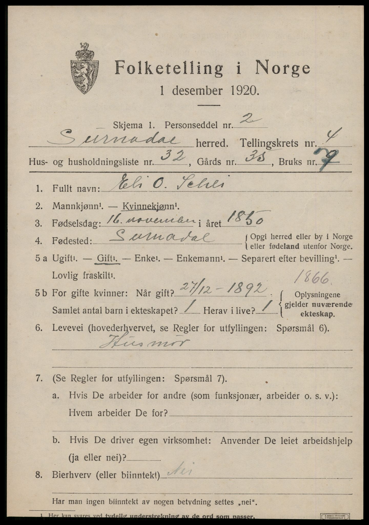 SAT, 1920 census for Surnadal, 1920, p. 3415