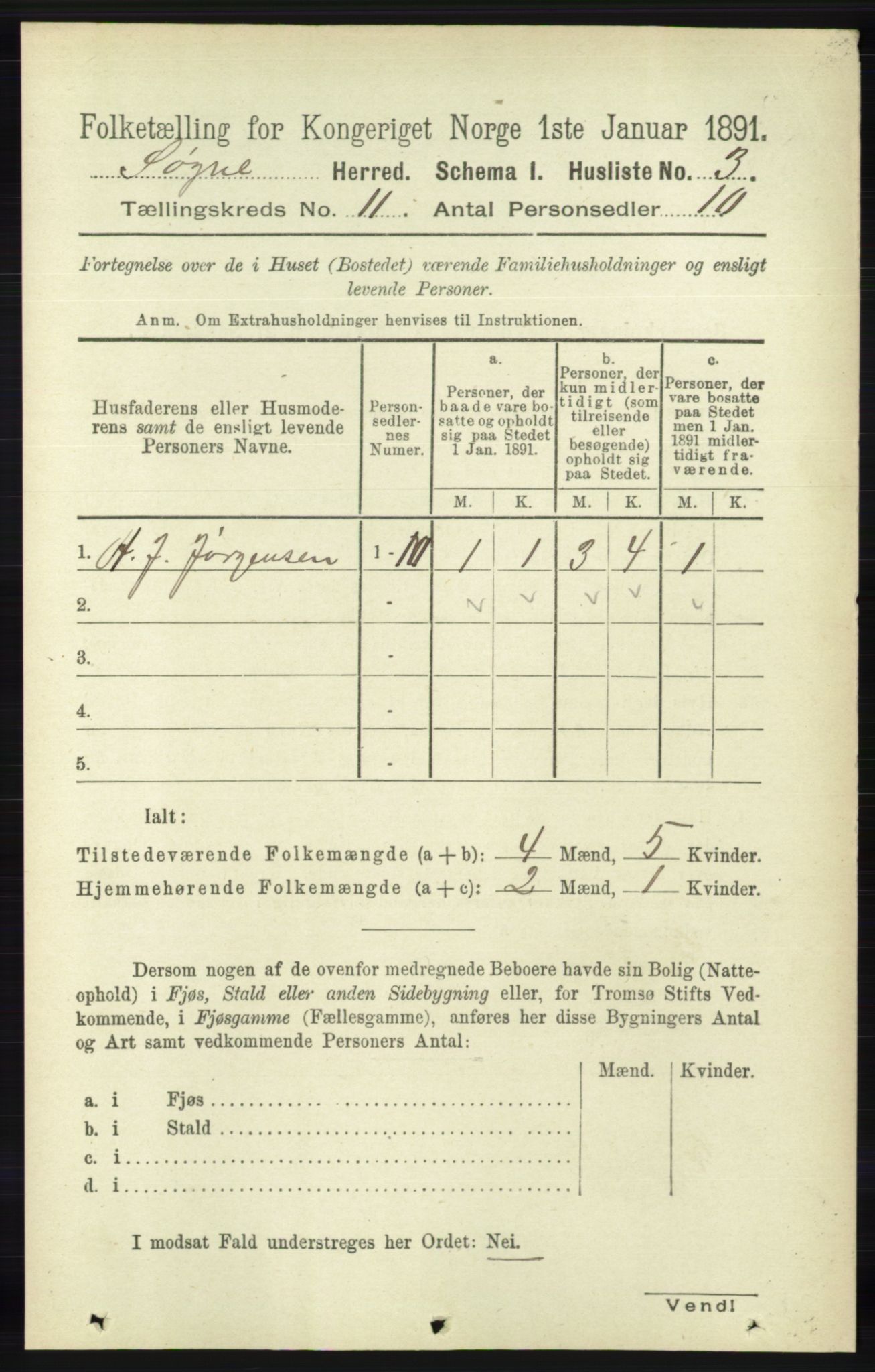 RA, 1891 census for 1018 Søgne, 1891, p. 2892