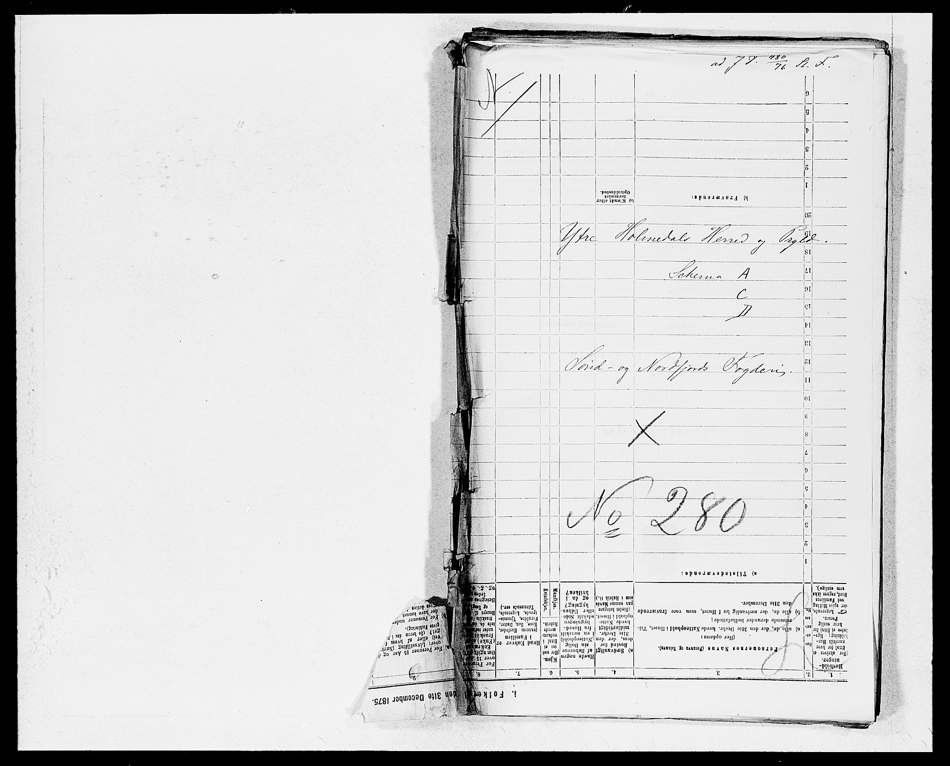 SAB, 1875 census for 1429P Ytre Holmedal, 1875, p. 1