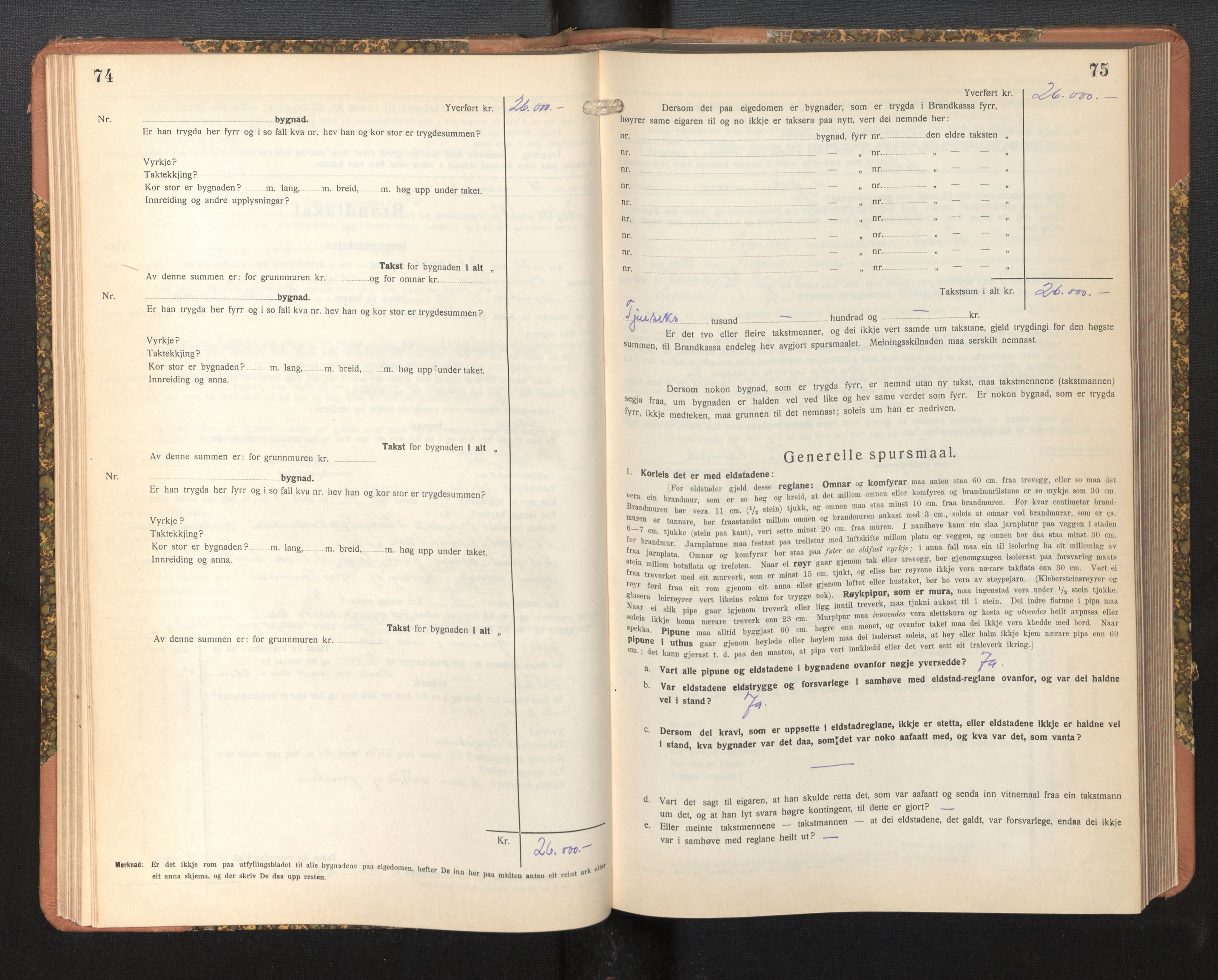 Lensmannen i Sogndal, AV/SAB-A-29901/0012/L0019: Branntakstprotokoll, Sogndalsfjøra, skjematakst, 1944-1954, p. 74-75