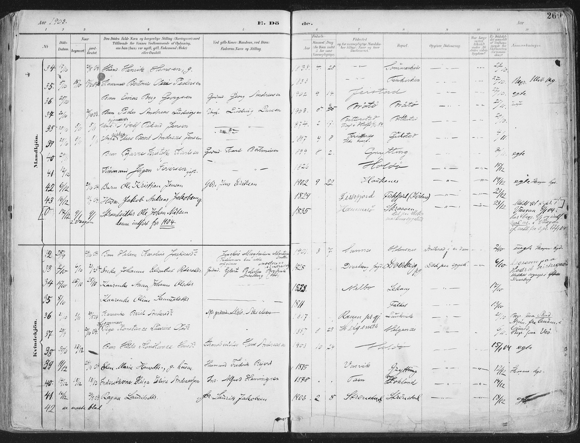 Ministerialprotokoller, klokkerbøker og fødselsregistre - Nordland, AV/SAT-A-1459/888/L1246: Parish register (official) no. 888A12, 1891-1903, p. 269