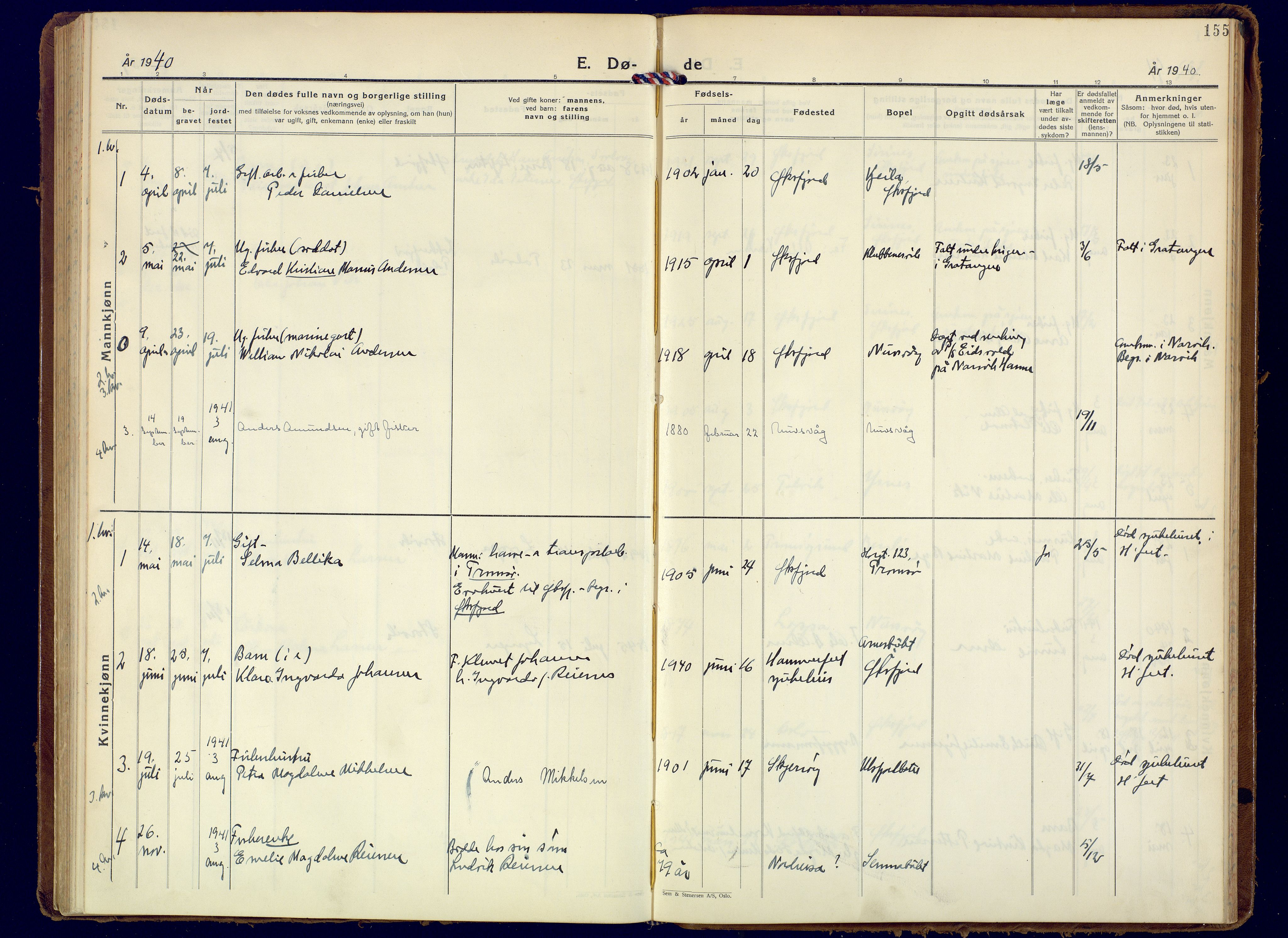 Loppa sokneprestkontor, AV/SATØ-S-1339/H/Ha/L0015kirke: Parish register (official) no. 15, 1933-1941, p. 155