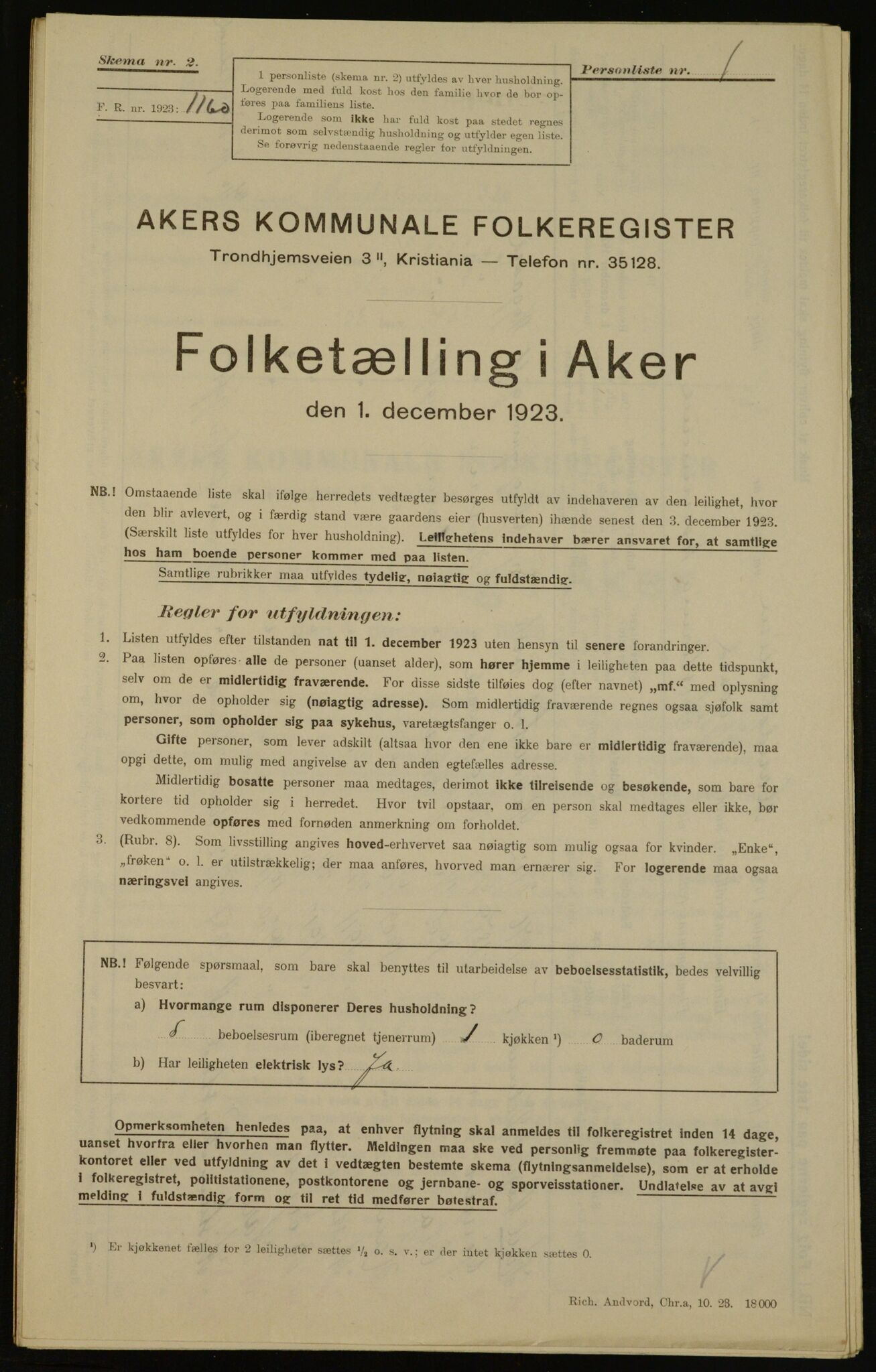 , Municipal Census 1923 for Aker, 1923, p. 14887