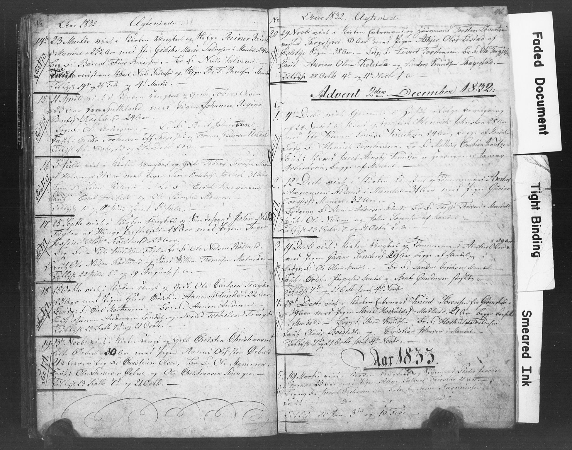 Mandal sokneprestkontor, SAK/1111-0030/F/Fb/Fba/L0003: Parish register (copy) no. B 1B, 1831-1834, p. 46