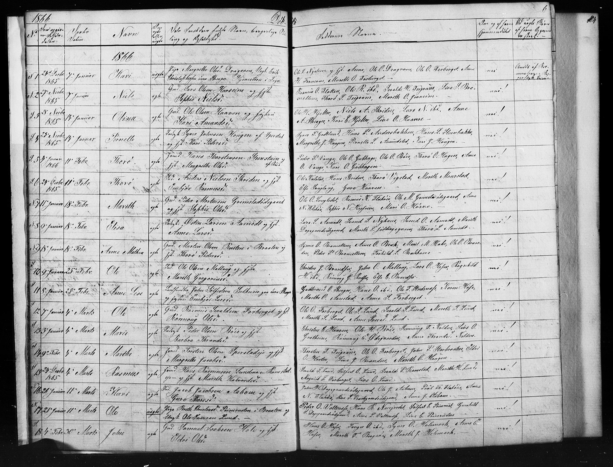 Skjåk prestekontor, SAH/PREST-072/H/Ha/Hab/L0001: Parish register (copy) no. 1, 1865-1893, p. 6