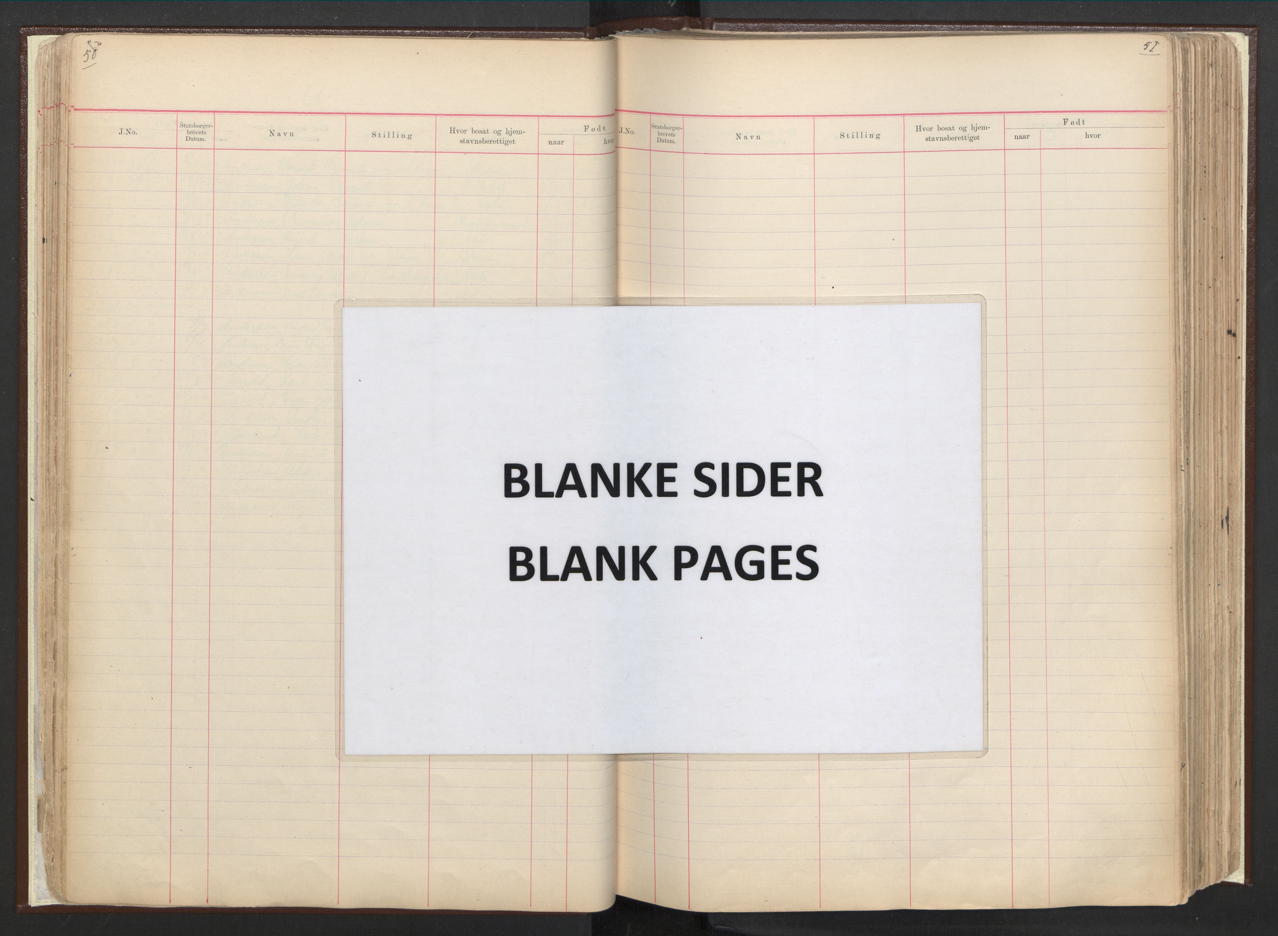 Justisdepartementet, 3. politikontor P3, AV/RA-S-1051/C/Cc/L0001: Journal over statsborgersaker, 1891-1946, p. 50-51