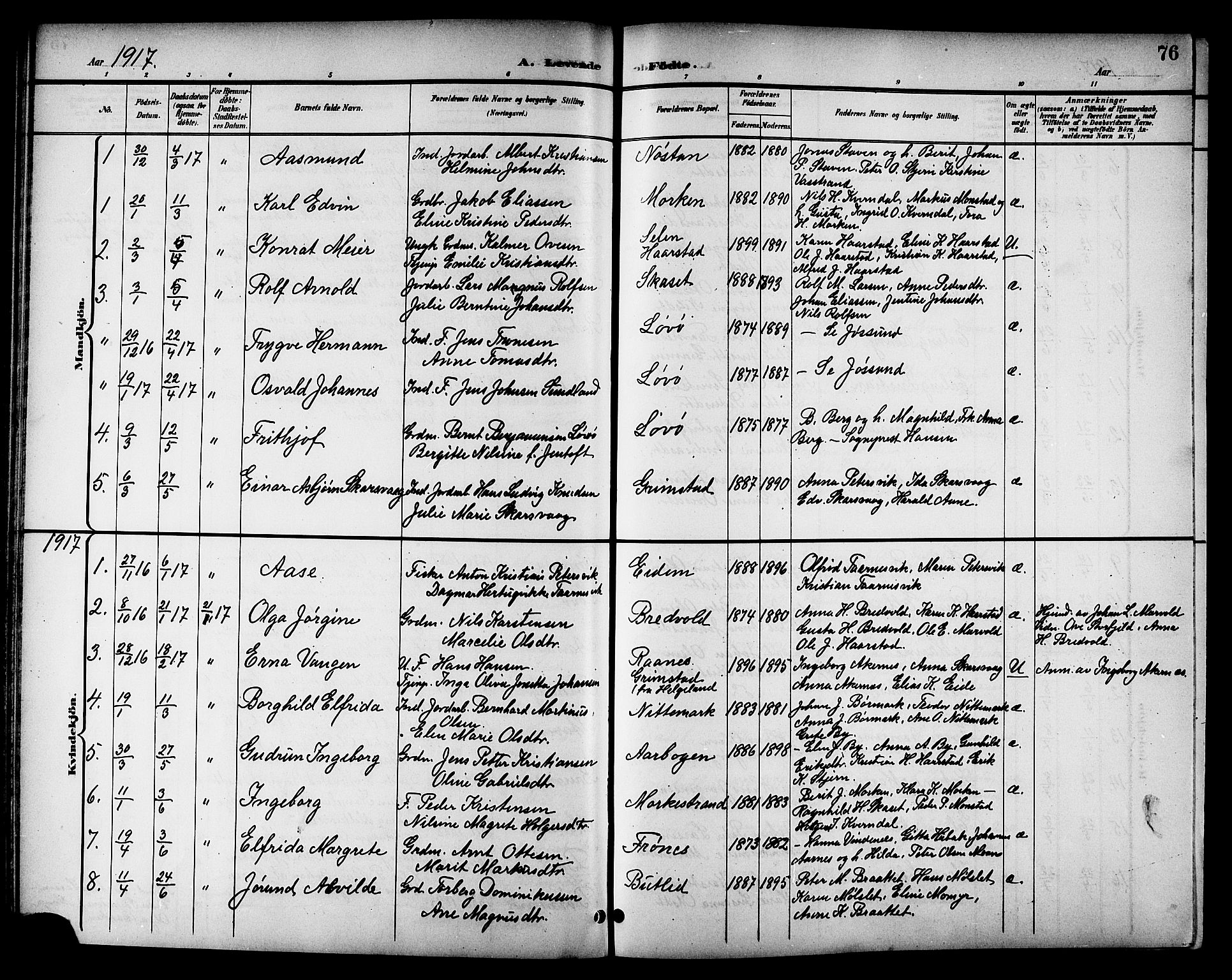 Ministerialprotokoller, klokkerbøker og fødselsregistre - Sør-Trøndelag, SAT/A-1456/655/L0688: Parish register (copy) no. 655C04, 1899-1922, p. 76