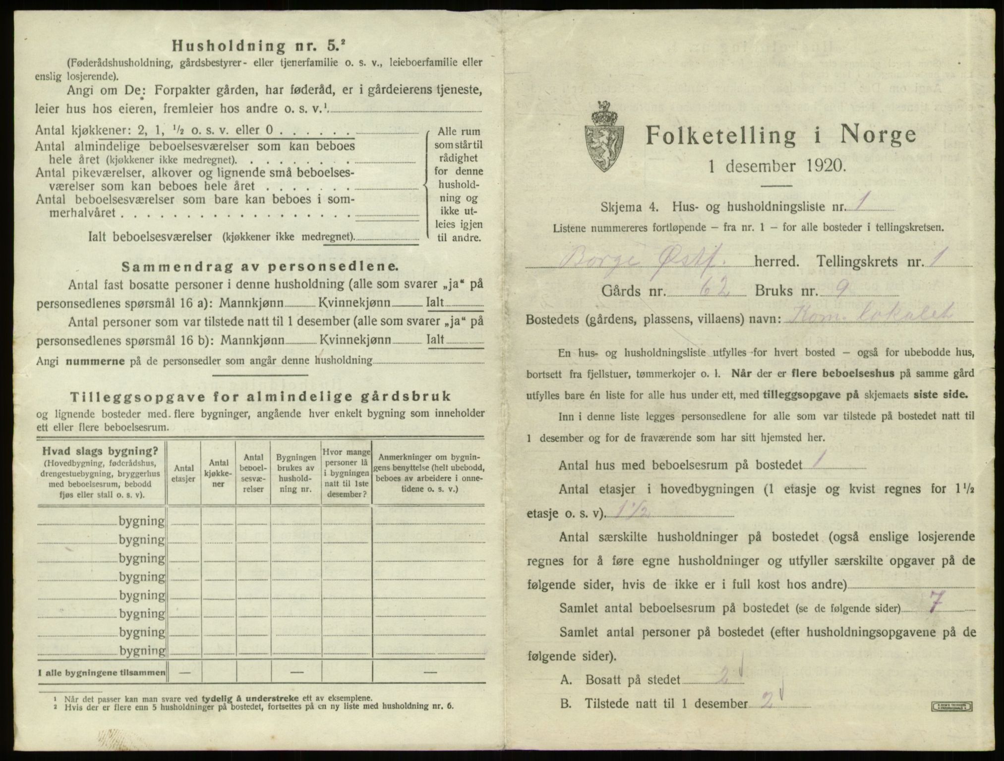 SAO, 1920 census for Borge, 1920, p. 35