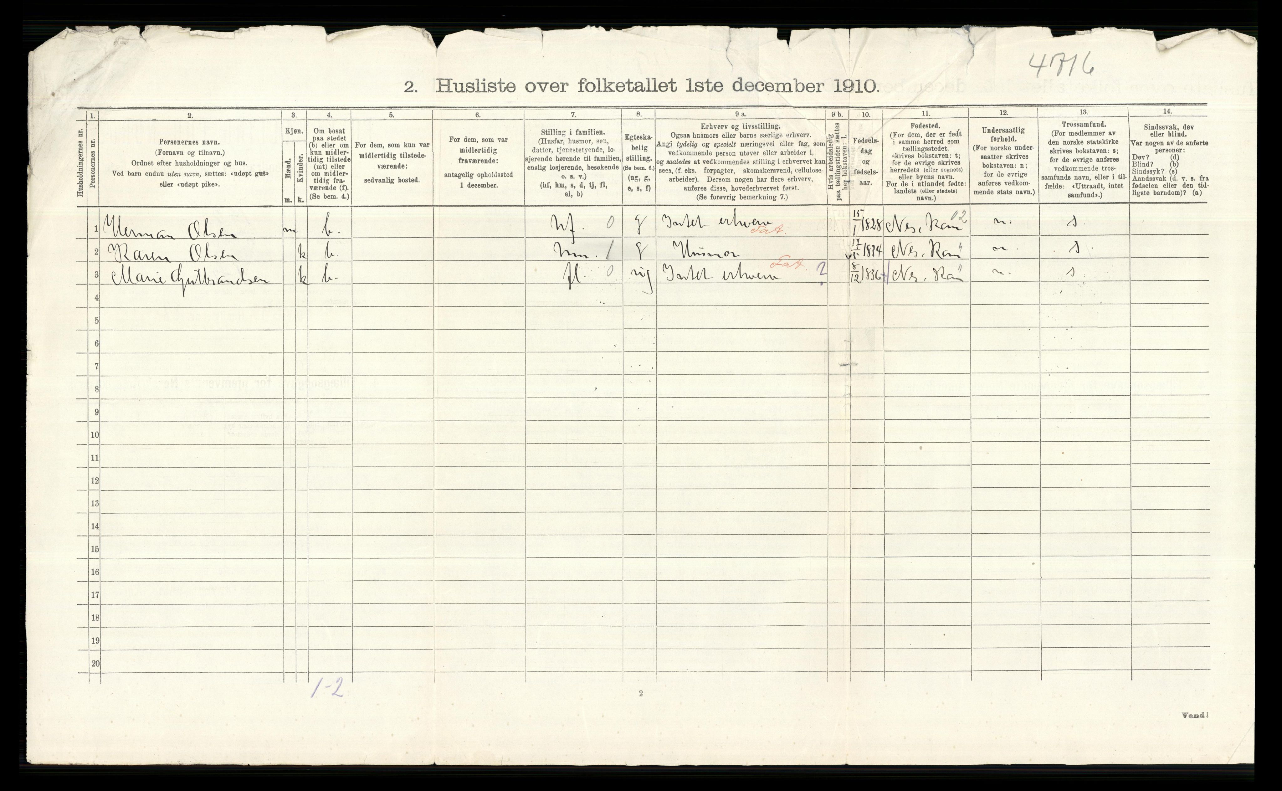 RA, 1910 census for Eidsvoll, 1910, p. 1421