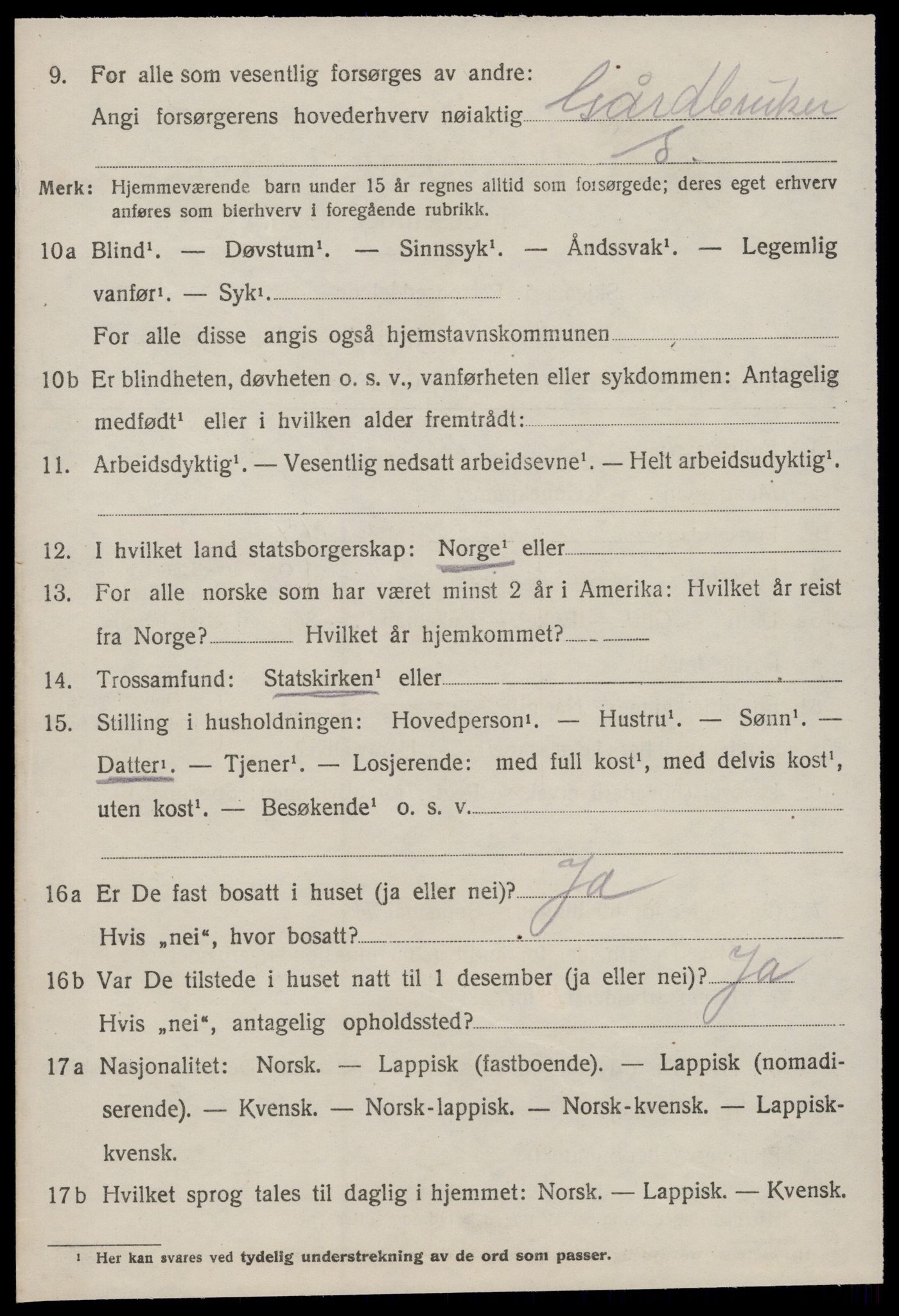 SAT, 1920 census for Stadsbygd, 1920, p. 1239