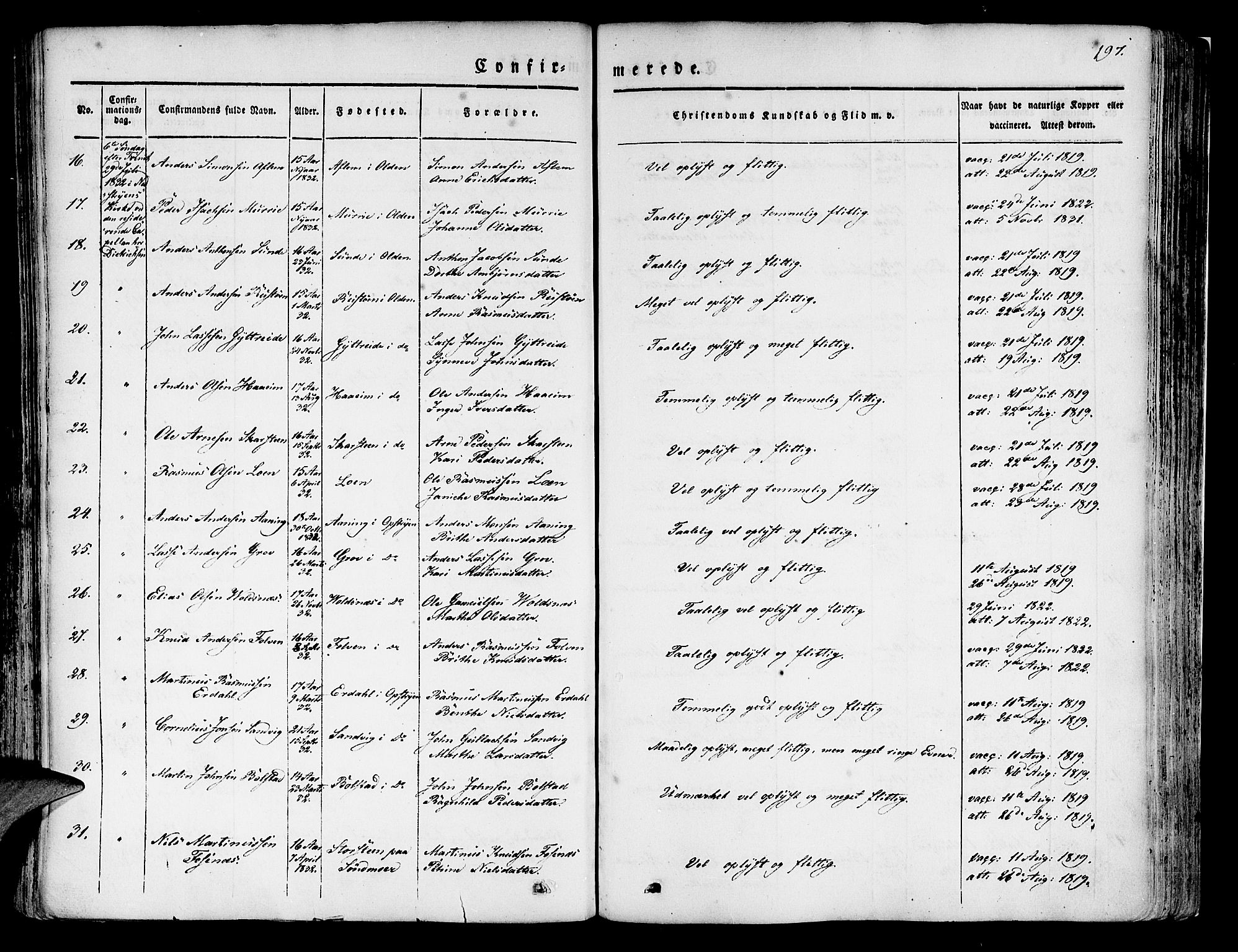 Innvik sokneprestembete, SAB/A-80501: Parish register (official) no. A 4I, 1831-1846, p. 197