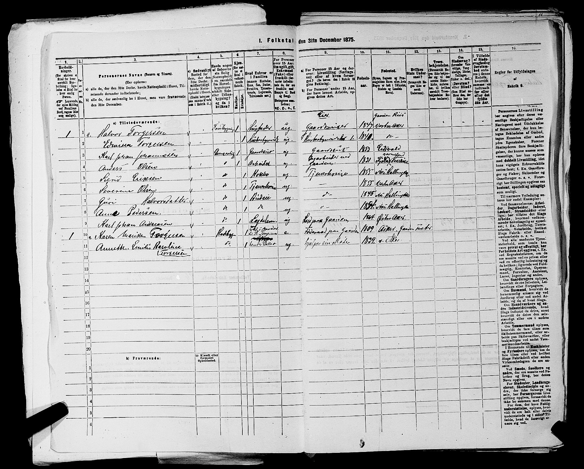 RA, 1875 census for 0218aP Vestre Aker, 1875, p. 1723