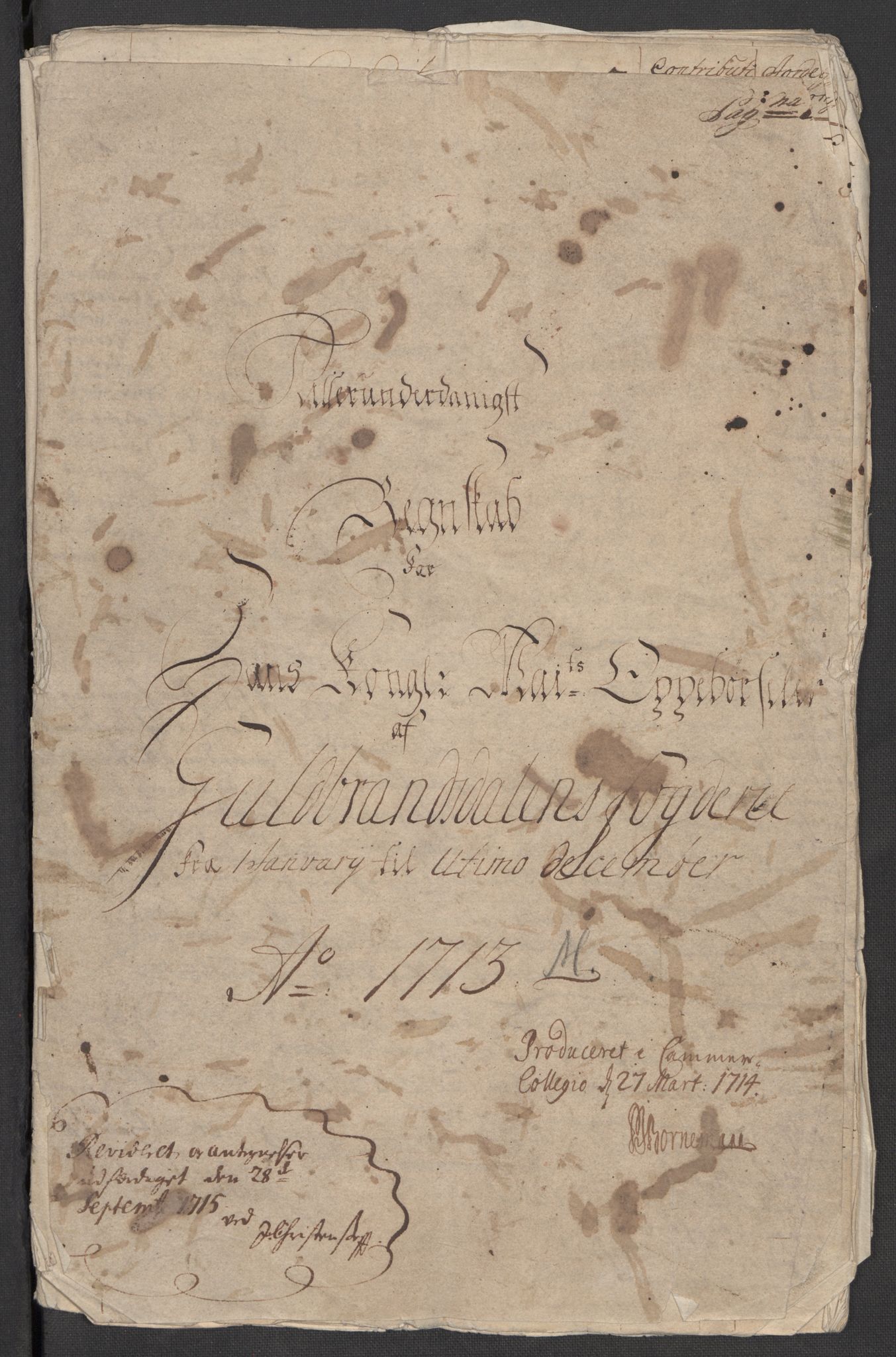 Rentekammeret inntil 1814, Reviderte regnskaper, Fogderegnskap, RA/EA-4092/R17/L1182: Fogderegnskap Gudbrandsdal, 1713, p. 3