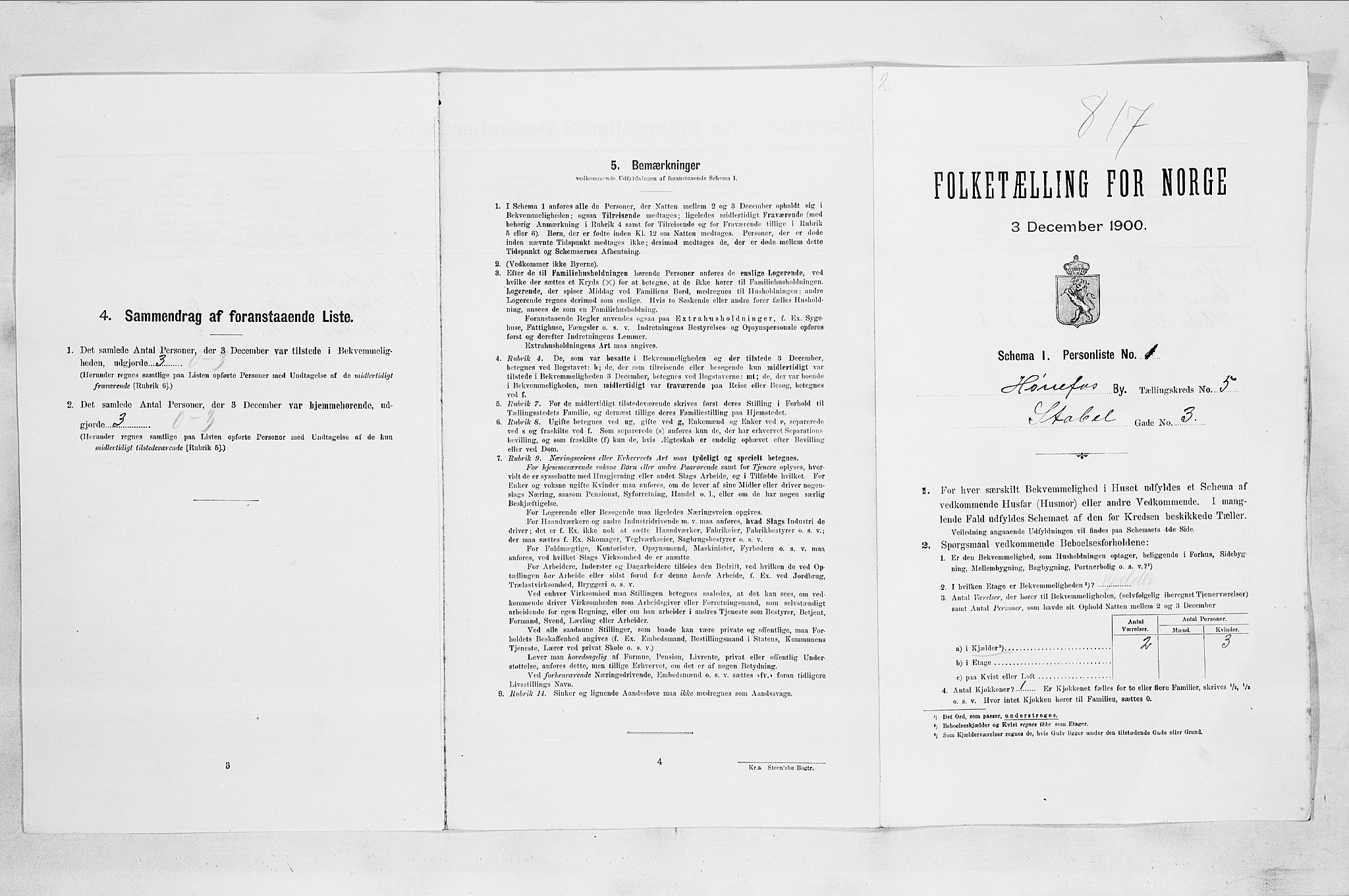 RA, 1900 census for Hønefoss, 1900, p. 471