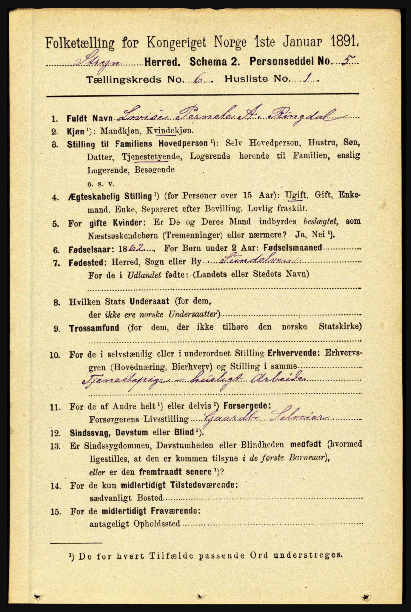 RA, 1891 census for 1448 Stryn, 1891, p. 2394