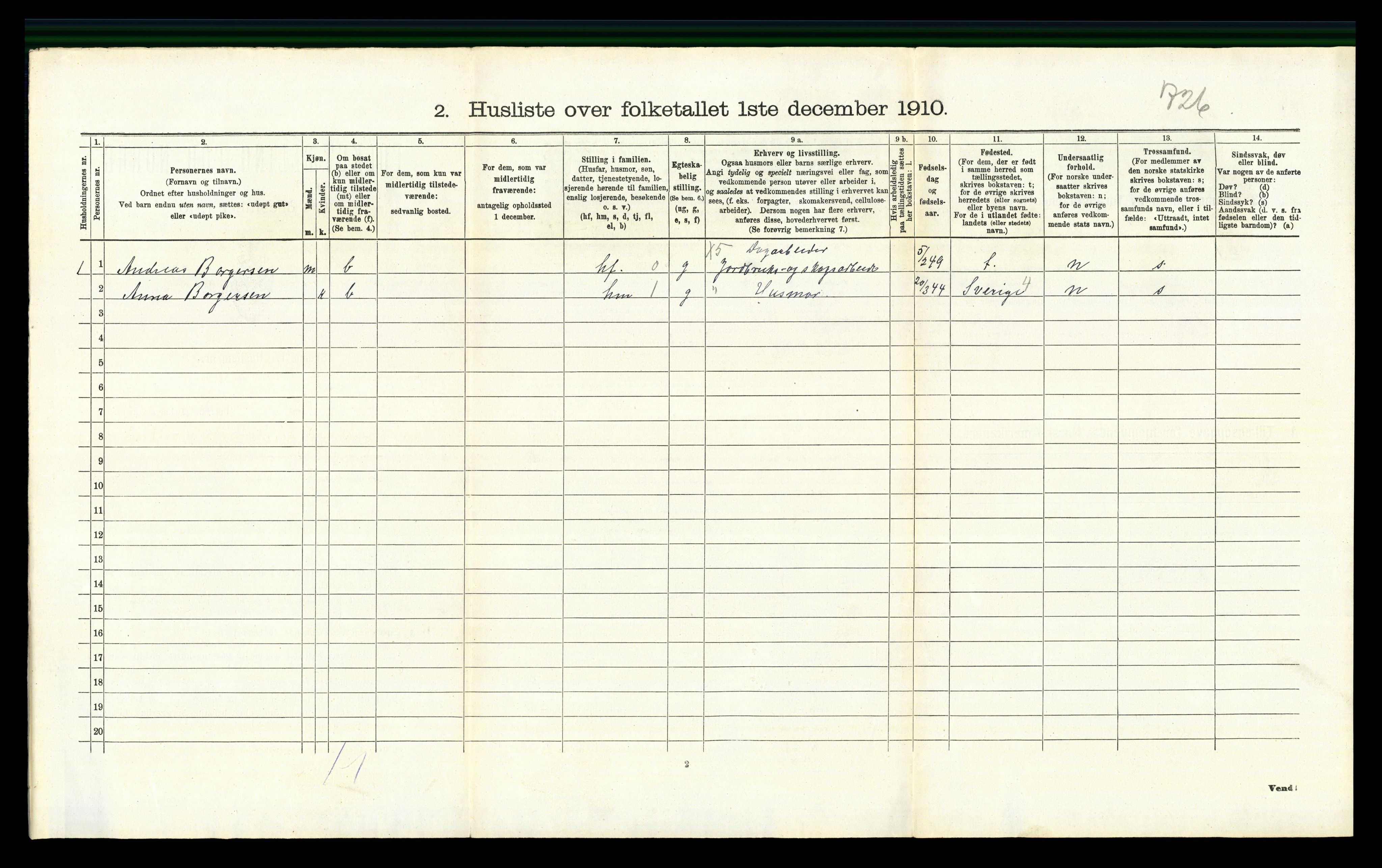 RA, 1910 census for Hole, 1910, p. 207