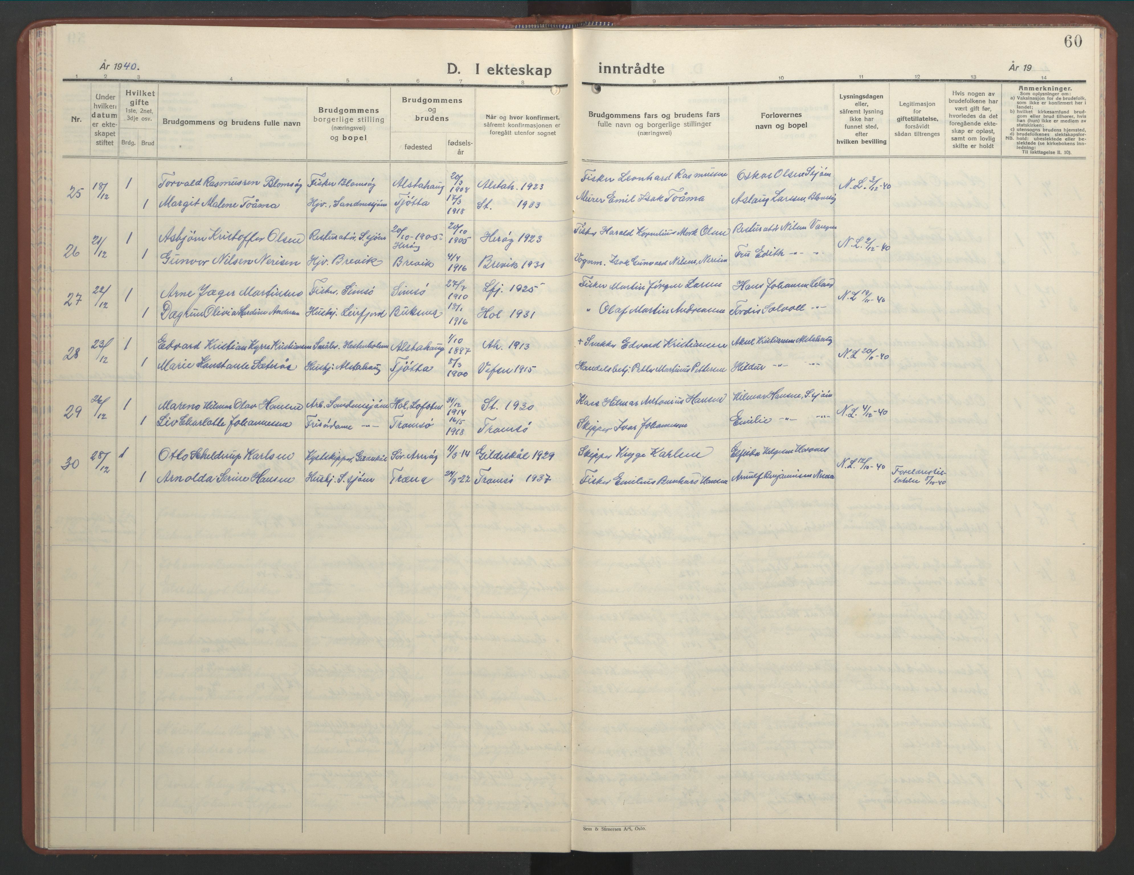 Ministerialprotokoller, klokkerbøker og fødselsregistre - Nordland, AV/SAT-A-1459/831/L0481: Parish register (copy) no. 831C08, 1935-1948, p. 60