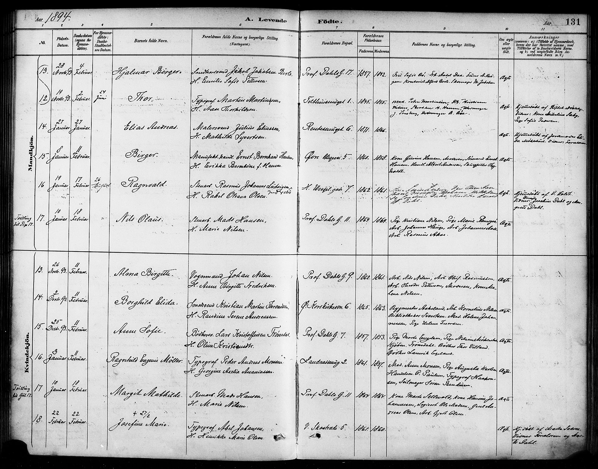 Korskirken sokneprestembete, SAB/A-76101/H/Haa/L0022: Parish register (official) no. B 8, 1889-1899, p. 131
