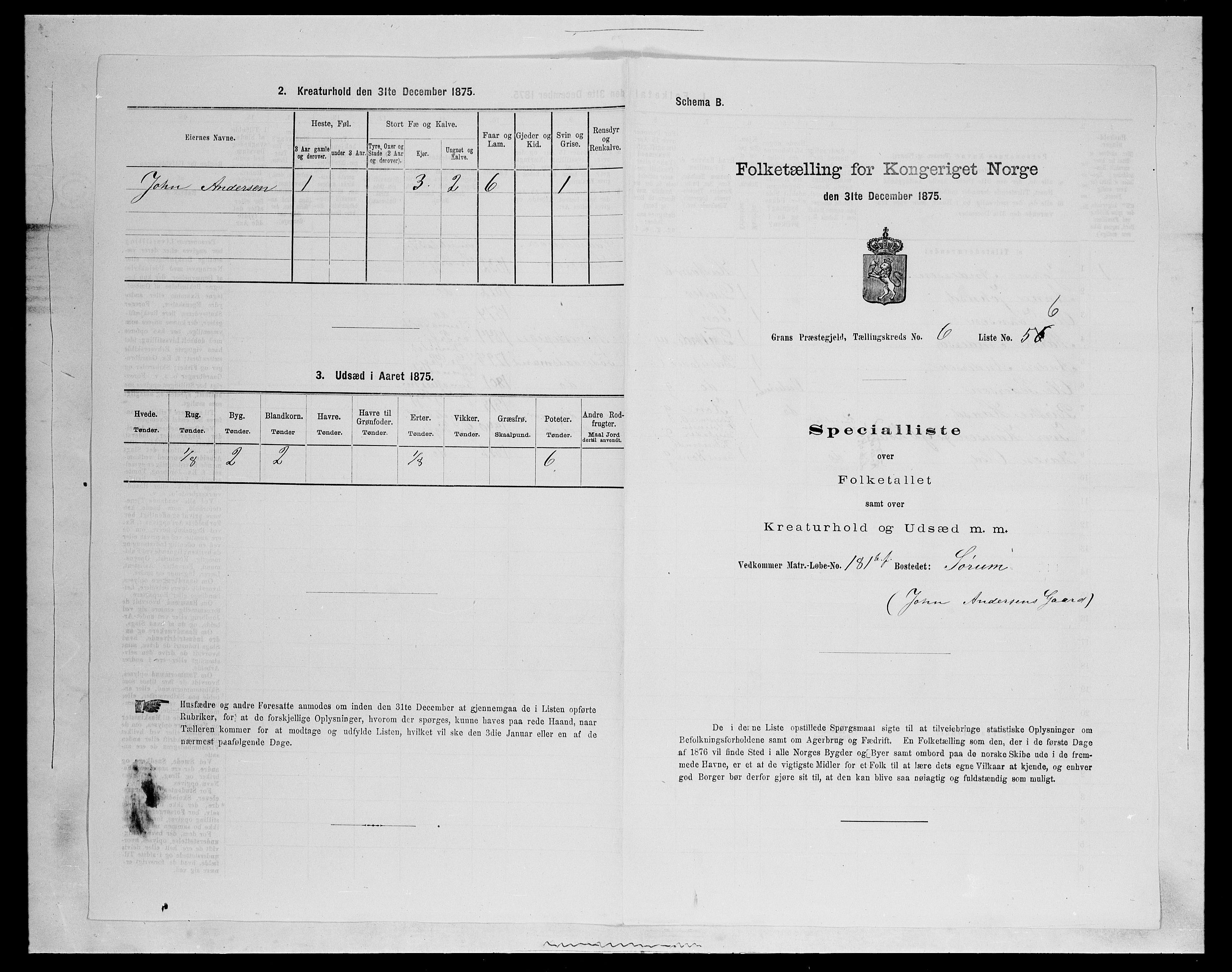 SAH, 1875 census for 0534P Gran, 1875, p. 1131