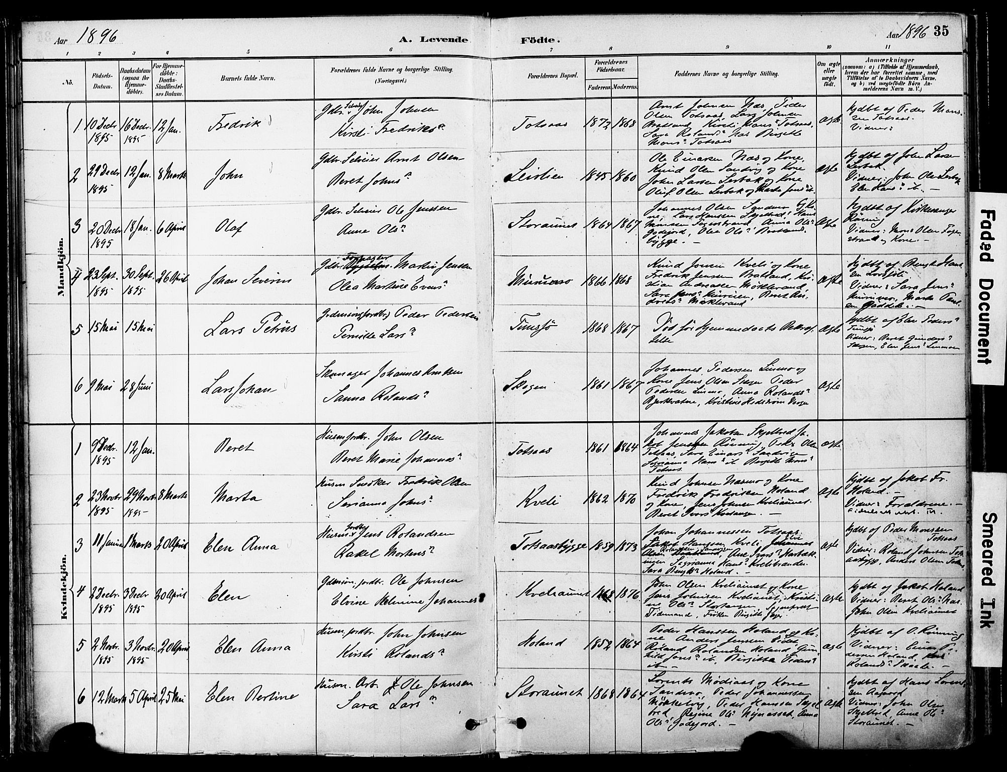 Ministerialprotokoller, klokkerbøker og fødselsregistre - Nord-Trøndelag, SAT/A-1458/755/L0494: Parish register (official) no. 755A03, 1882-1902, p. 35