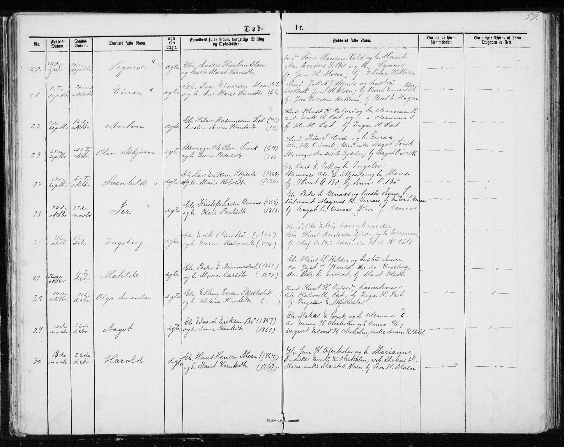 Ministerialprotokoller, klokkerbøker og fødselsregistre - Møre og Romsdal, AV/SAT-A-1454/543/L0564: Parish register (copy) no. 543C02, 1867-1915, p. 59