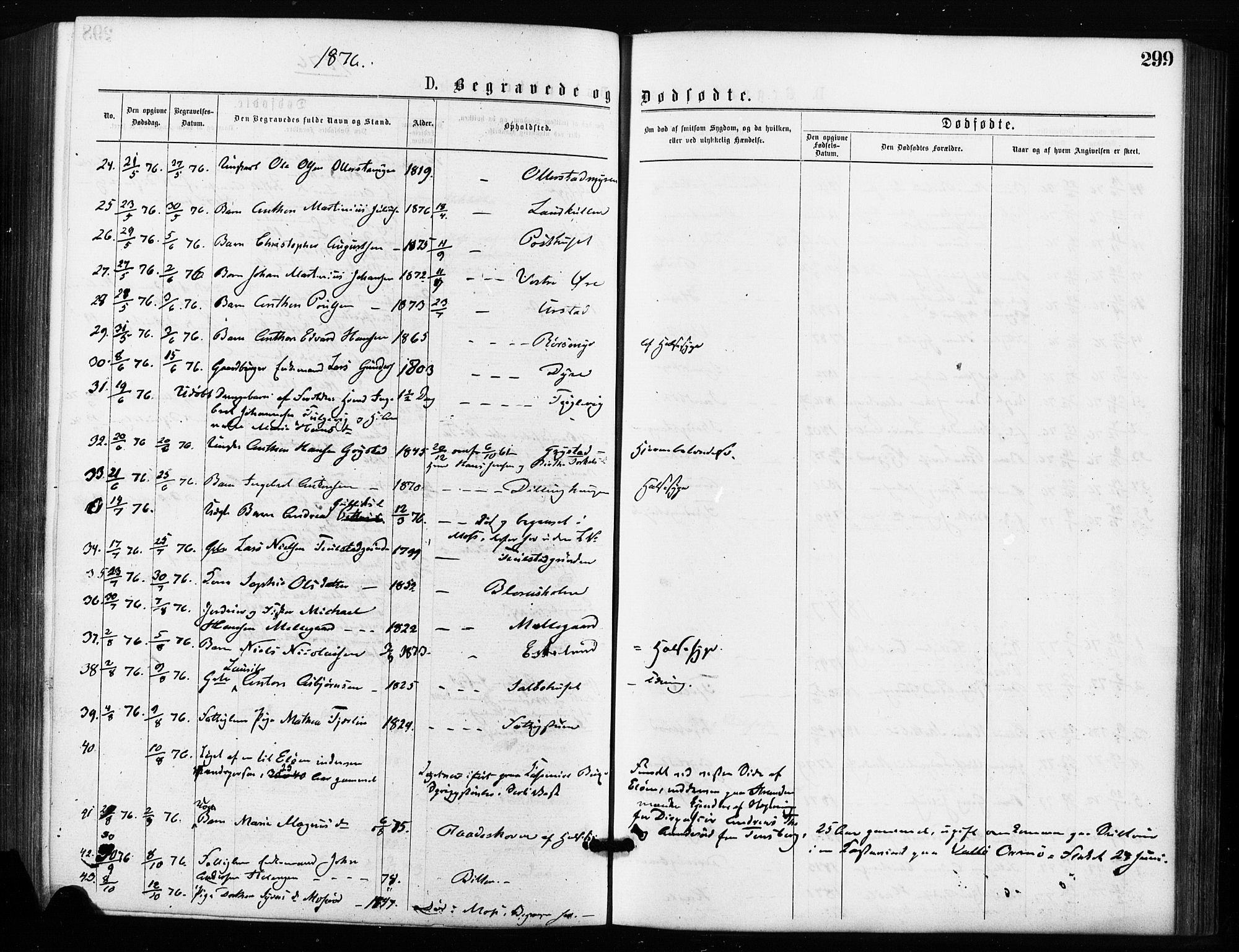 Rygge prestekontor Kirkebøker, AV/SAO-A-10084b/F/Fa/L0006: Parish register (official) no. 6, 1872-1877, p. 299