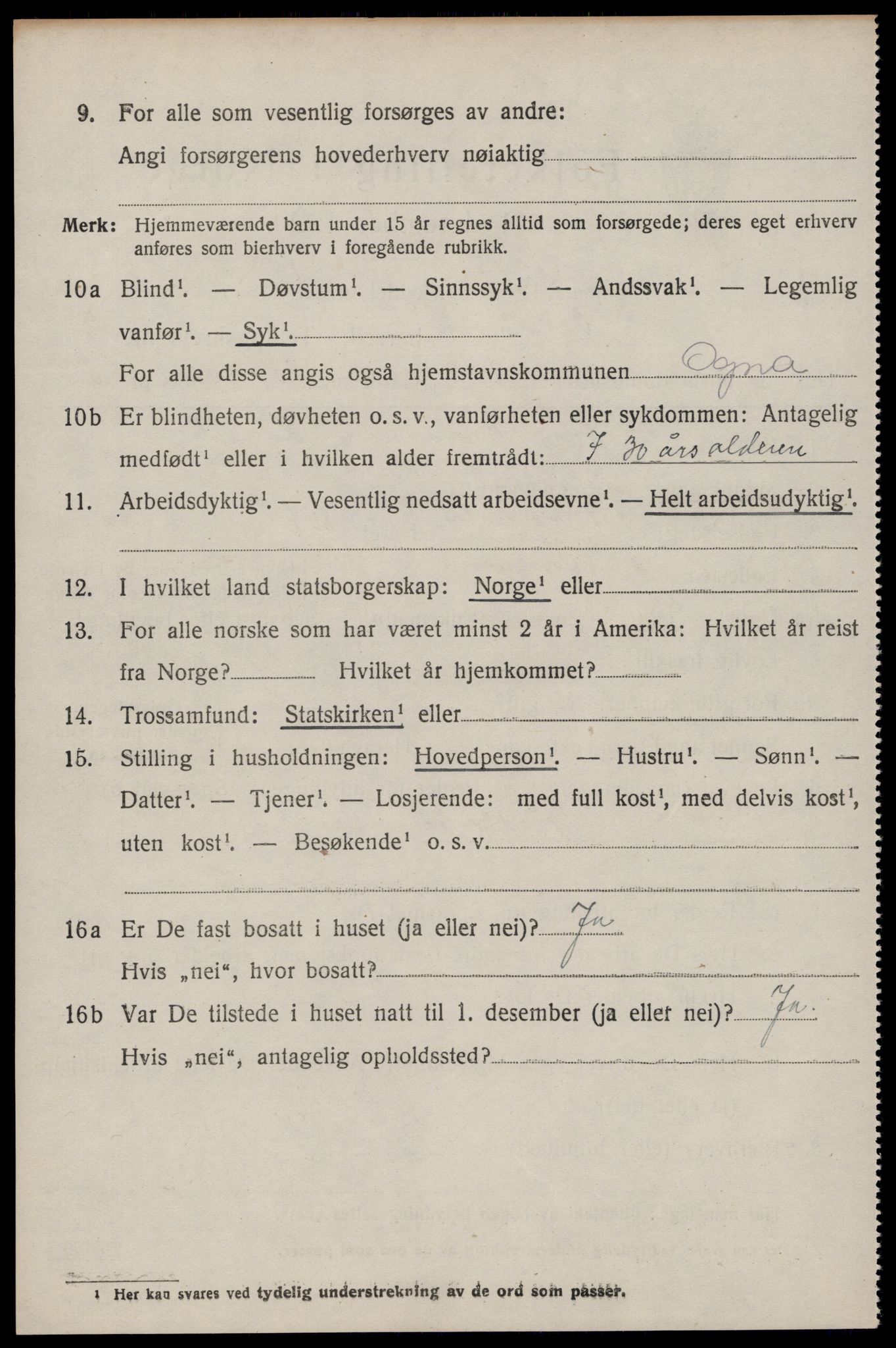 SAST, 1920 census for Ogna, 1920, p. 1882