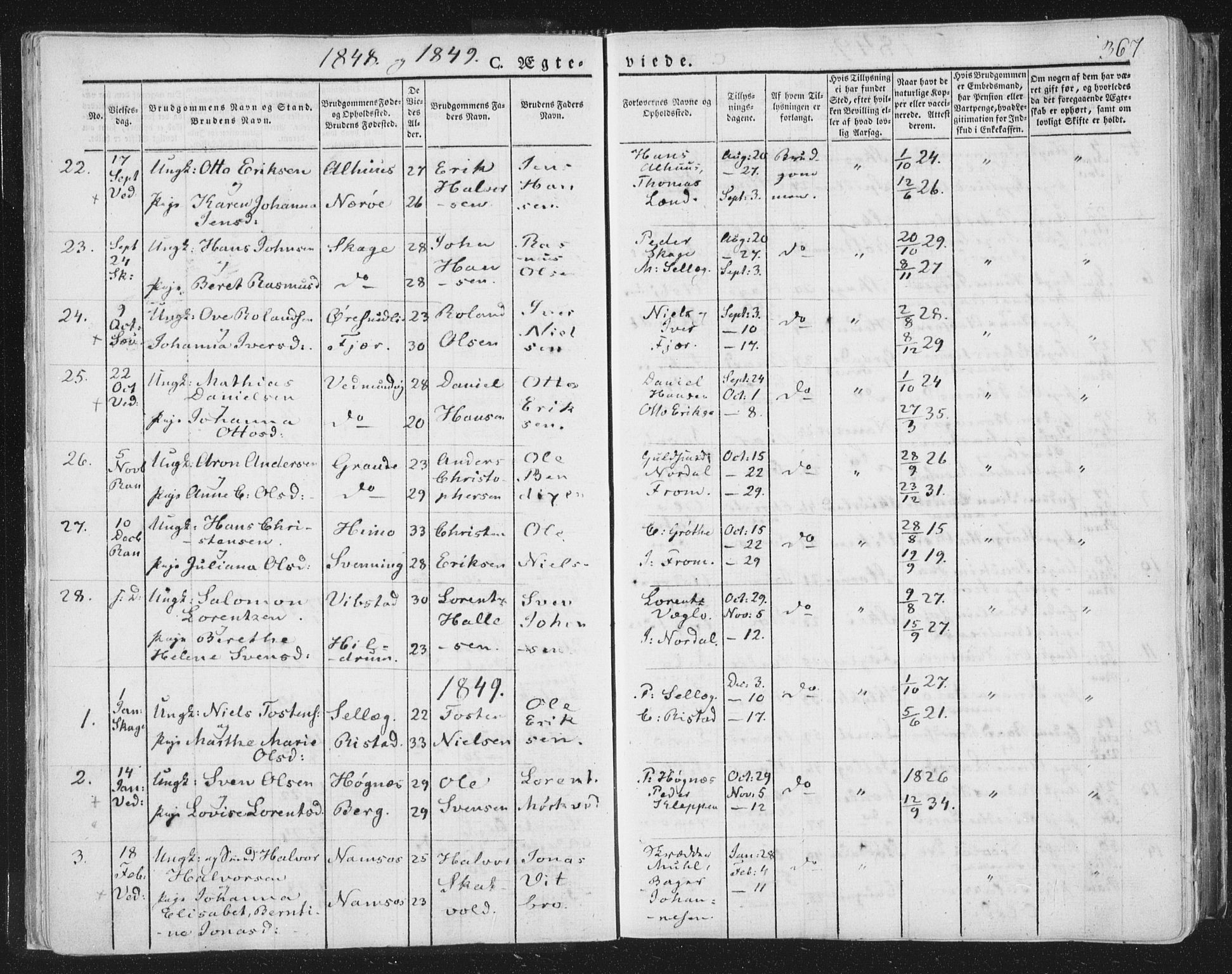 Ministerialprotokoller, klokkerbøker og fødselsregistre - Nord-Trøndelag, SAT/A-1458/764/L0552: Parish register (official) no. 764A07b, 1824-1865, p. 367