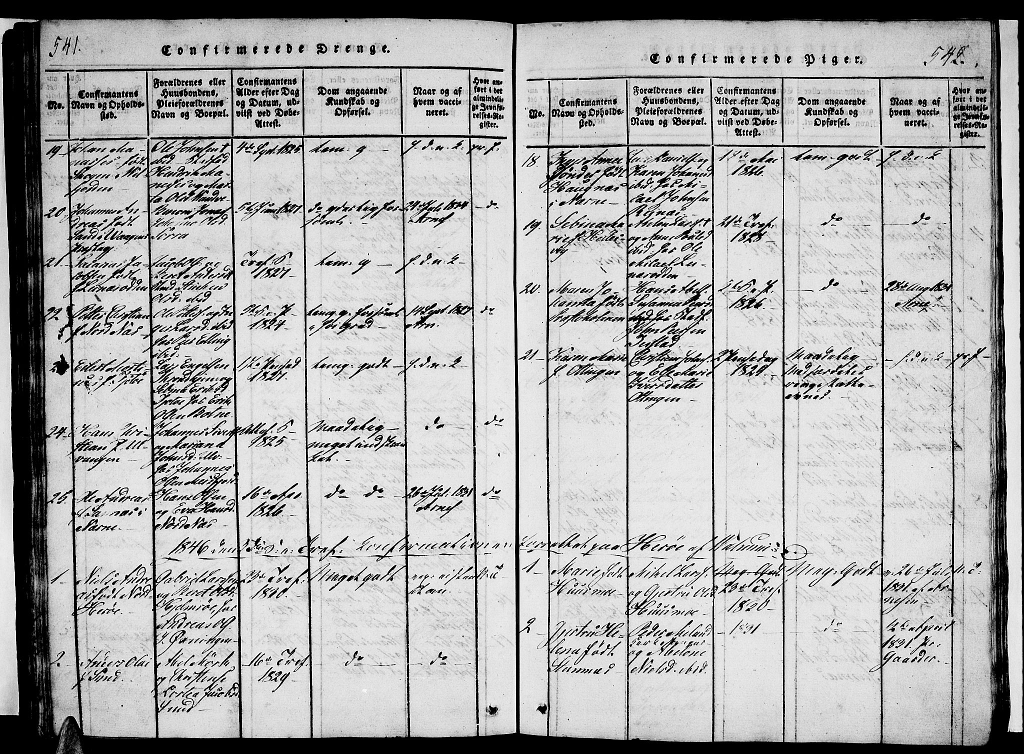 Ministerialprotokoller, klokkerbøker og fødselsregistre - Nordland, AV/SAT-A-1459/834/L0510: Parish register (copy) no. 834C01, 1820-1847, p. 541-542