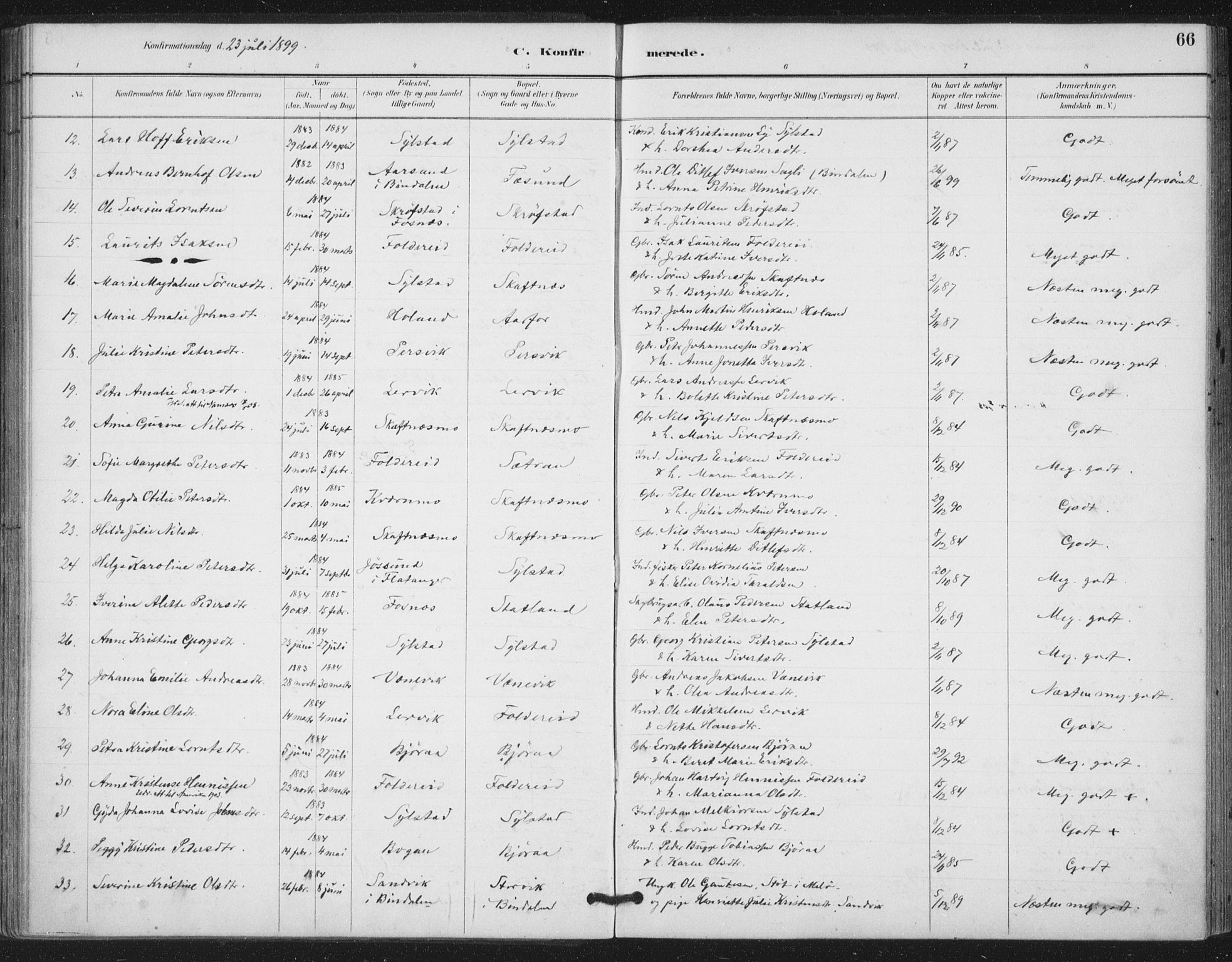 Ministerialprotokoller, klokkerbøker og fødselsregistre - Nord-Trøndelag, AV/SAT-A-1458/783/L0660: Parish register (official) no. 783A02, 1886-1918, p. 66