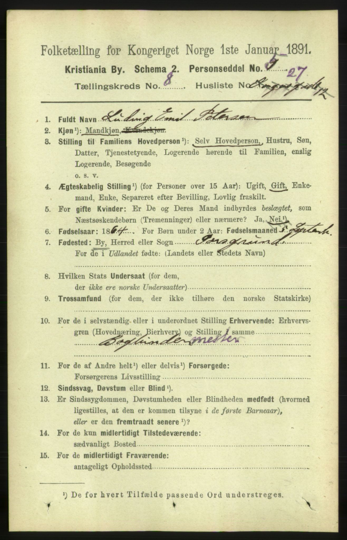 RA, 1891 census for 0301 Kristiania, 1891, p. 3939