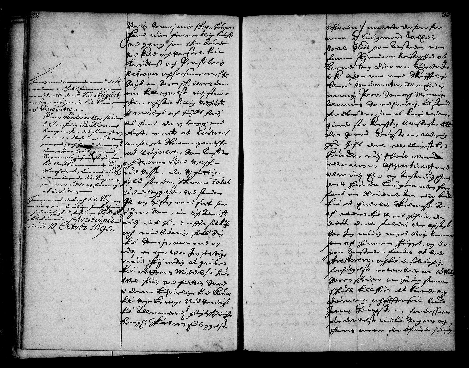 Stattholderembetet 1572-1771, AV/RA-EA-2870/Ae/L0010: Supplikasjons- og resolusjonsprotokoll, 1692-1693, p. 32-33