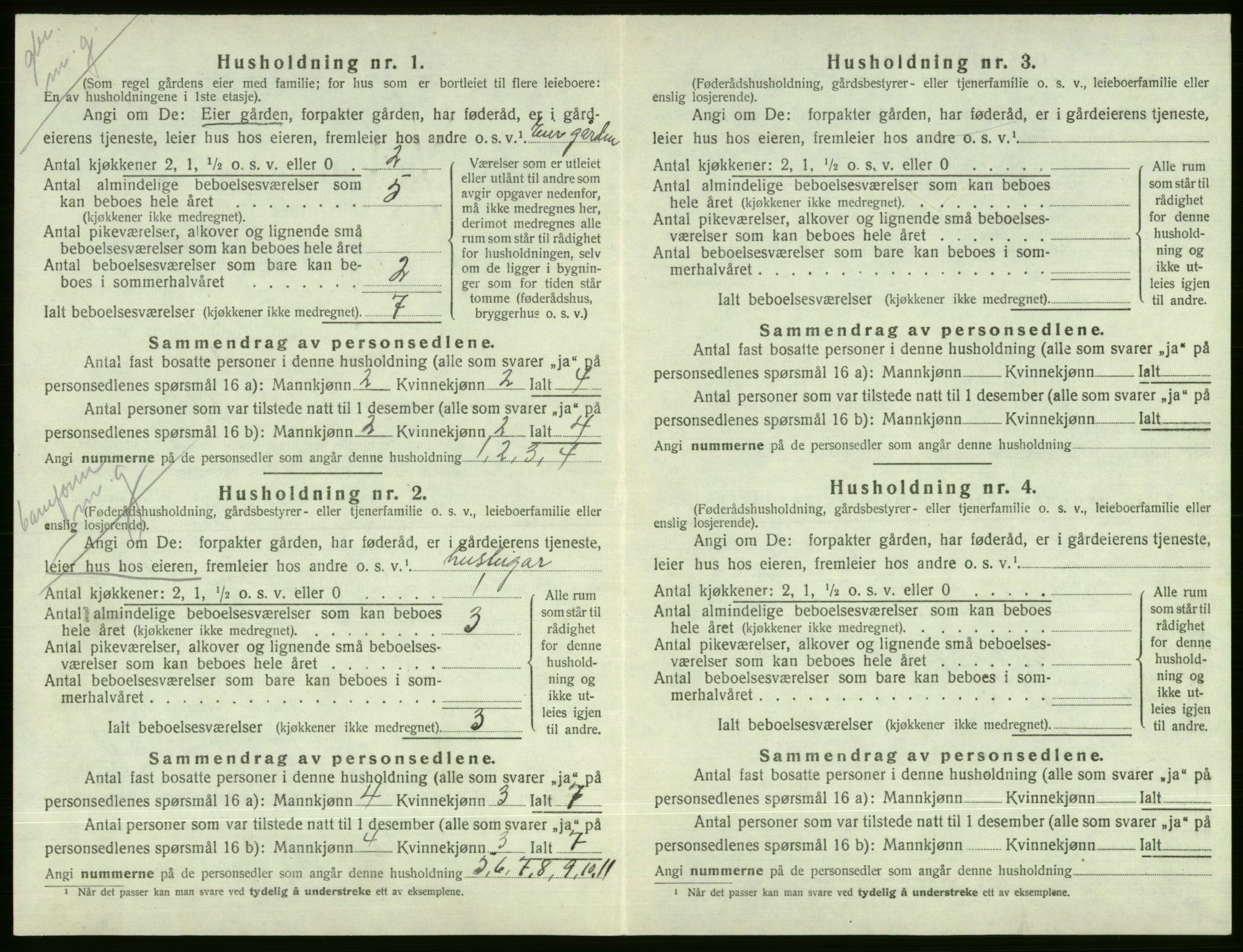 SAB, 1920 census for Voss, 1920, p. 1542