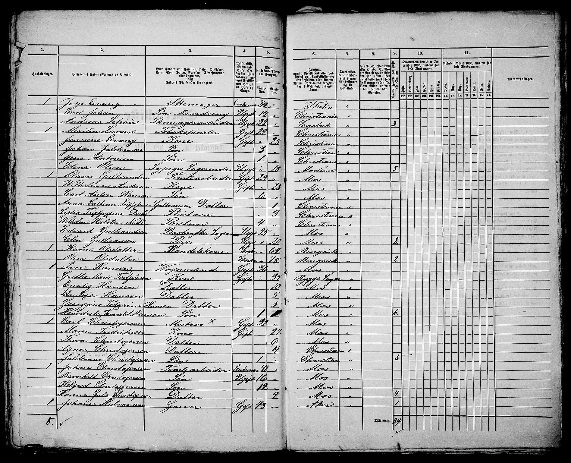 RA, 1865 census for Kristiania, 1865, p. 3586