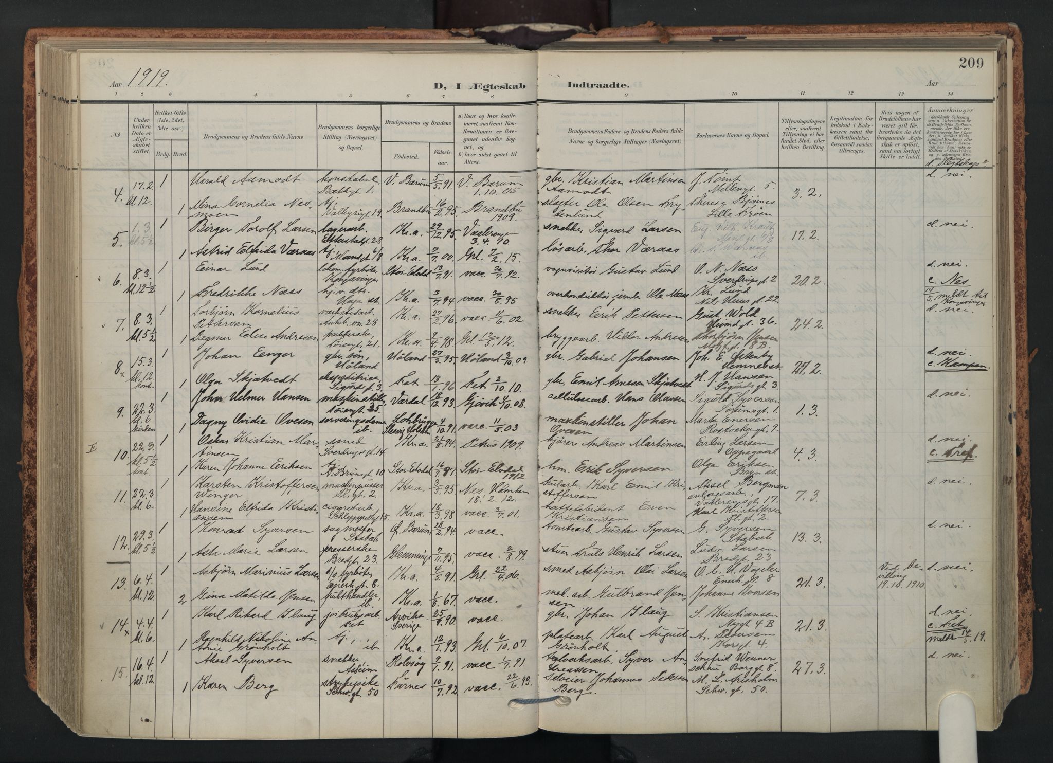 Grønland prestekontor Kirkebøker, AV/SAO-A-10848/F/Fa/L0017: Parish register (official) no. 17, 1906-1934, p. 209