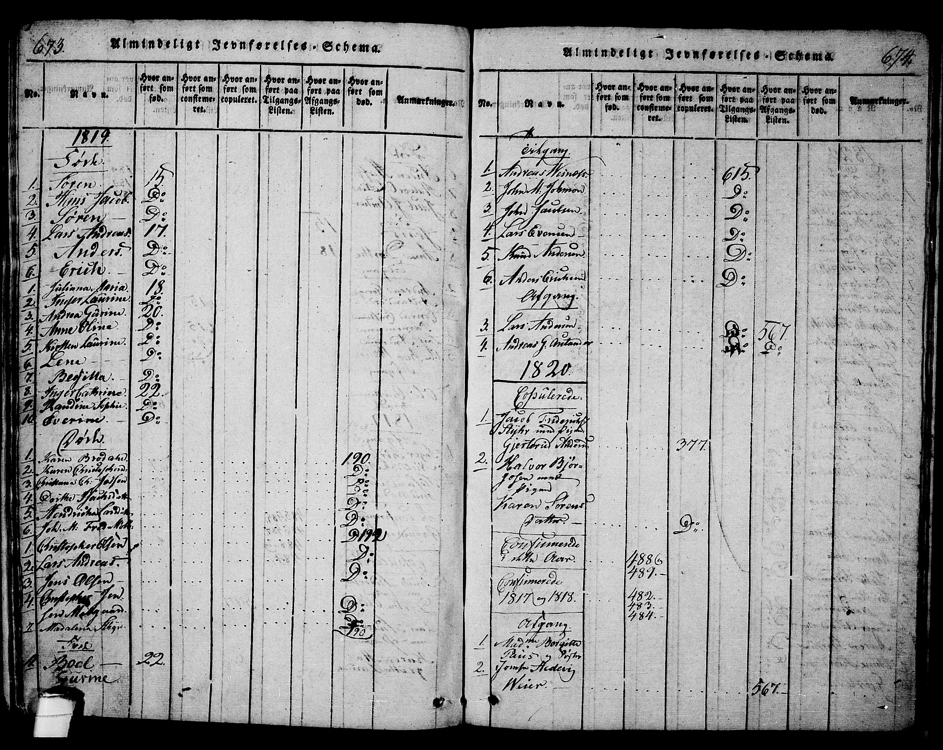 Langesund kirkebøker, SAKO/A-280/G/Ga/L0003: Parish register (copy) no. 3, 1815-1858, p. 673-674