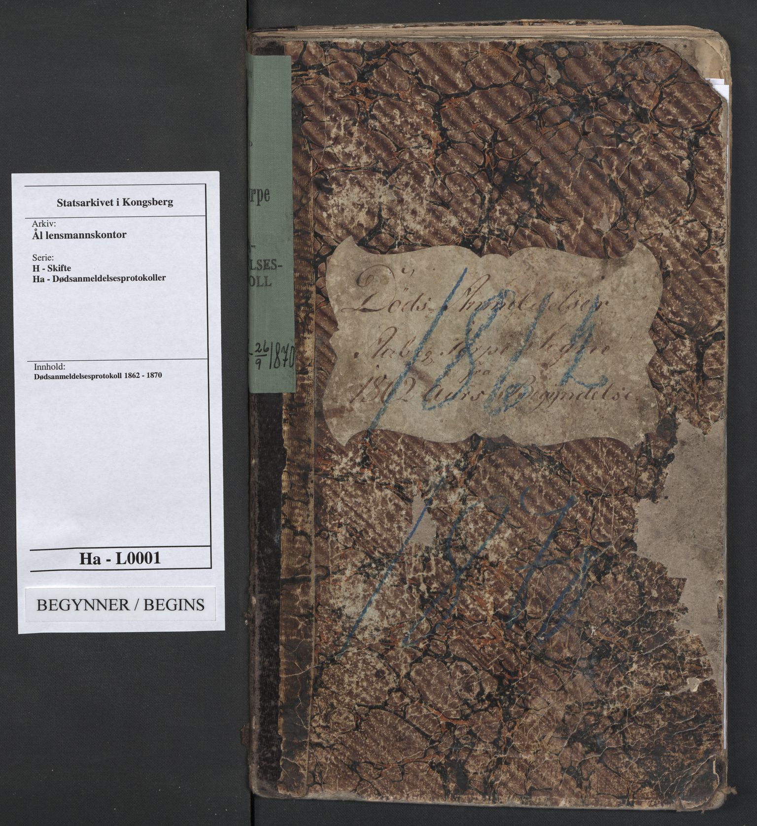 Ål lensmannskontor, AV/SAKO-A-519/H/Ha/L0001/0001: Dødsanmeldelsesprotokoll / Dødsfallsprotokoll, 1862-1870