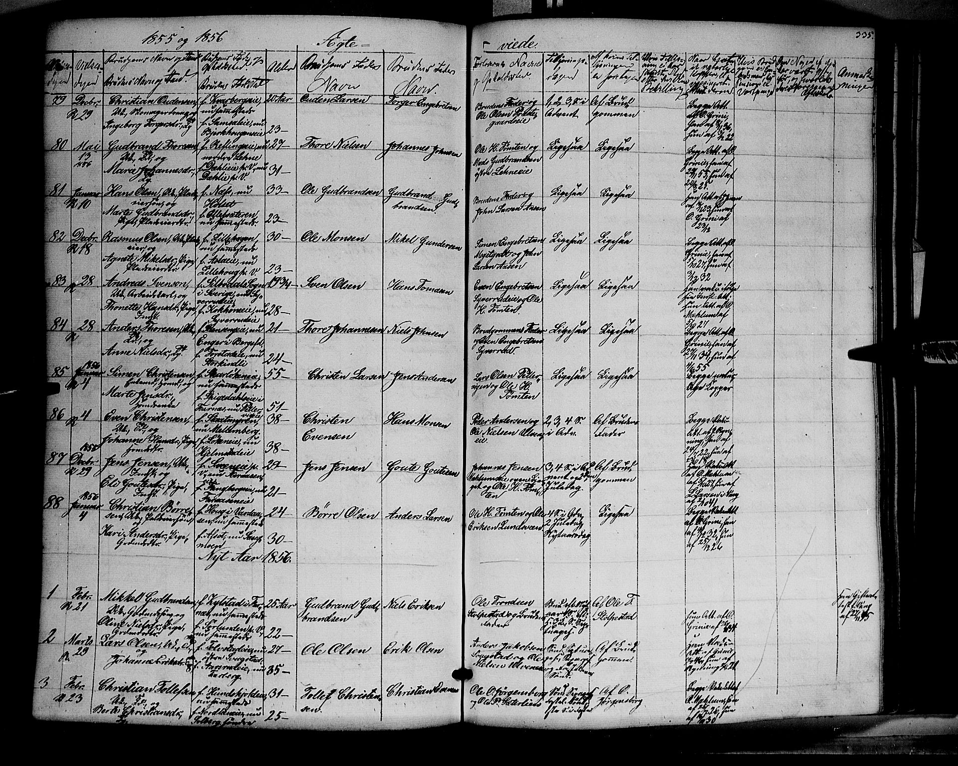 Ringsaker prestekontor, SAH/PREST-014/K/Ka/L0009: Parish register (official) no. 9, 1850-1860, p. 335