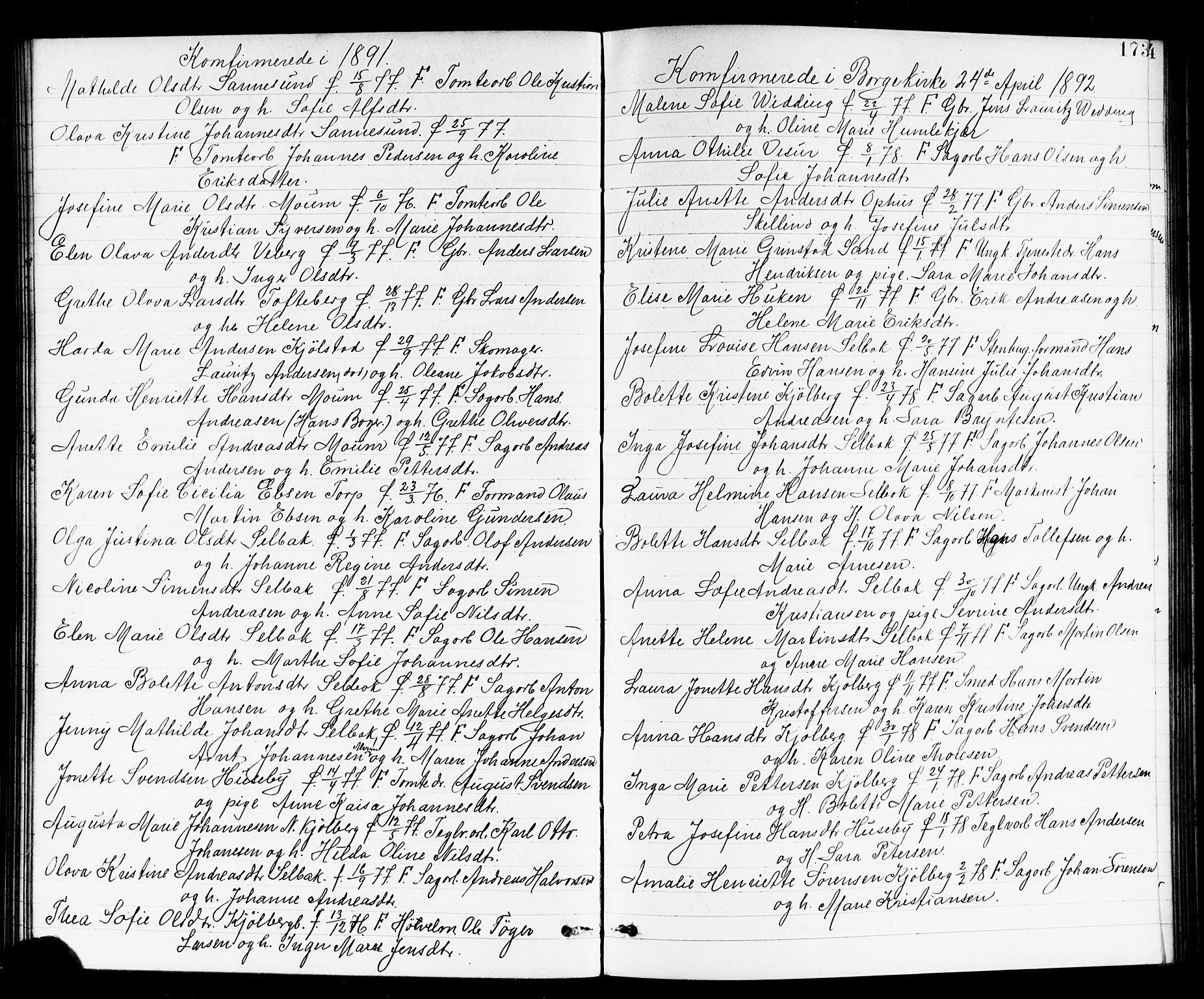 Borge prestekontor Kirkebøker, SAO/A-10903/G/Ga/L0002: Parish register (copy) no. I 2, 1875-1923, p. 173