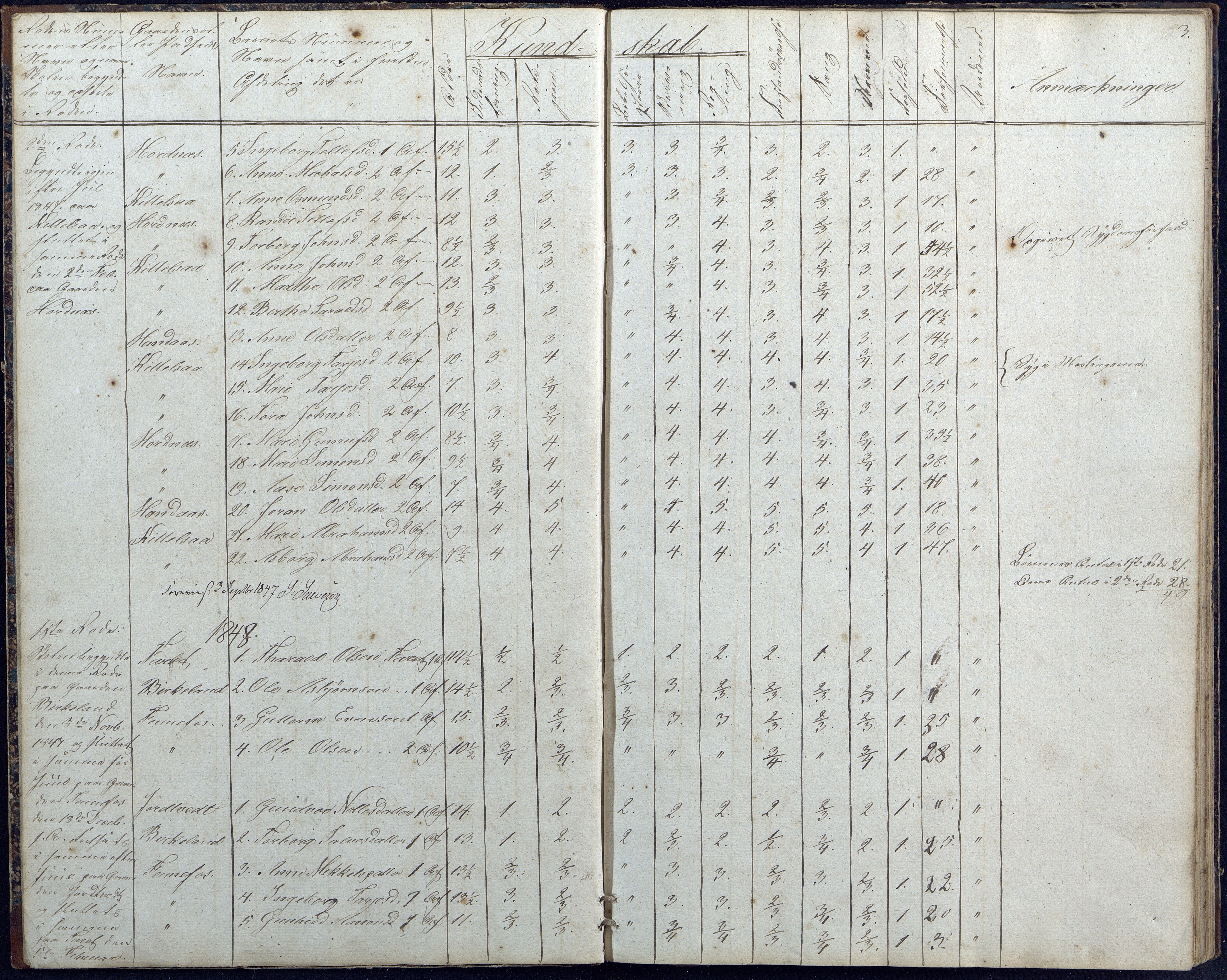 Hornnes kommune, Hornnes Skole, AAKS/KA0936-550a/F1/L0001: Skoleprotokoll Hornnes midtre skolekrets, 1847-1865, p. 3