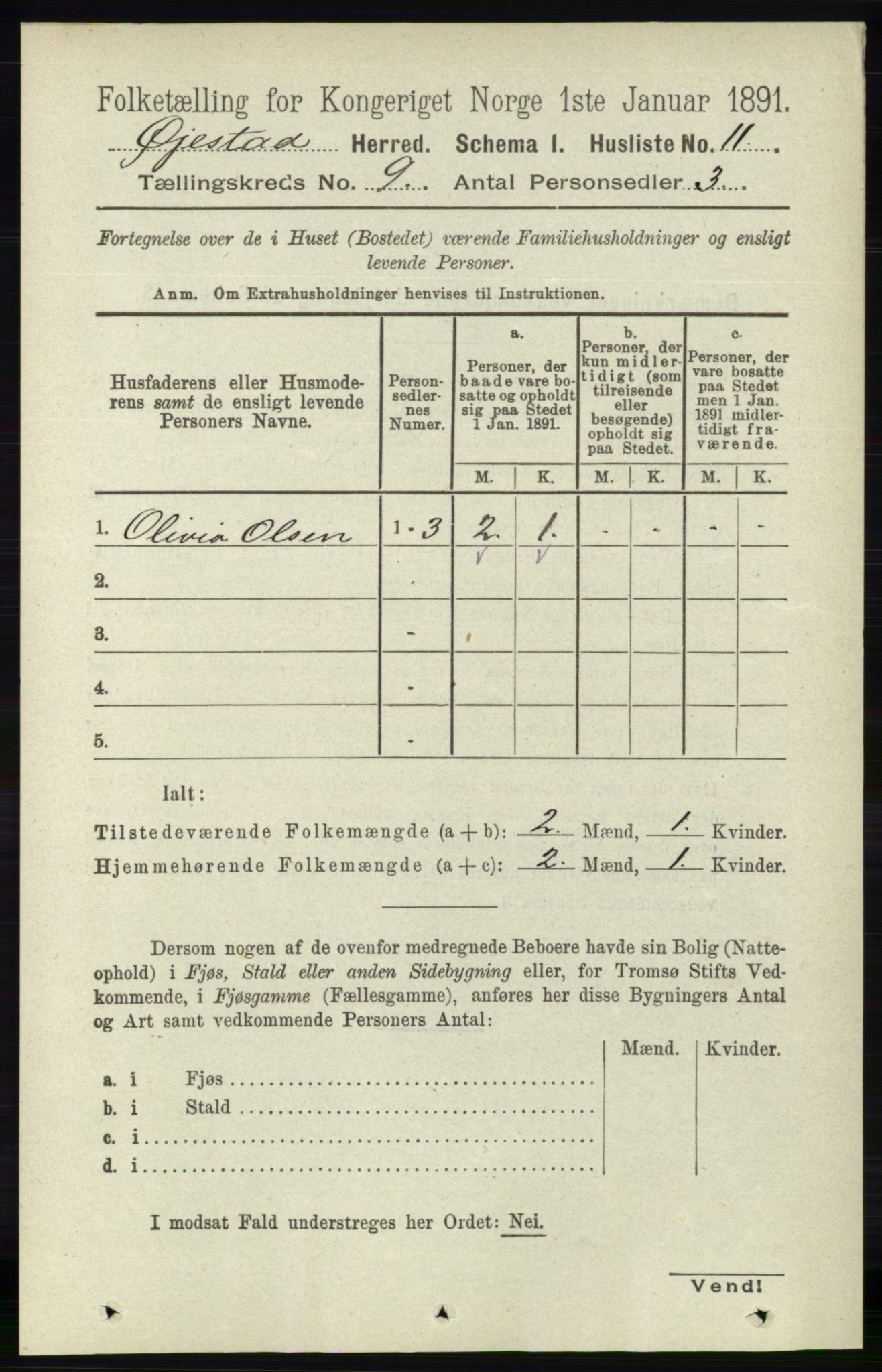 RA, 1891 census for 0920 Øyestad, 1891, p. 3482